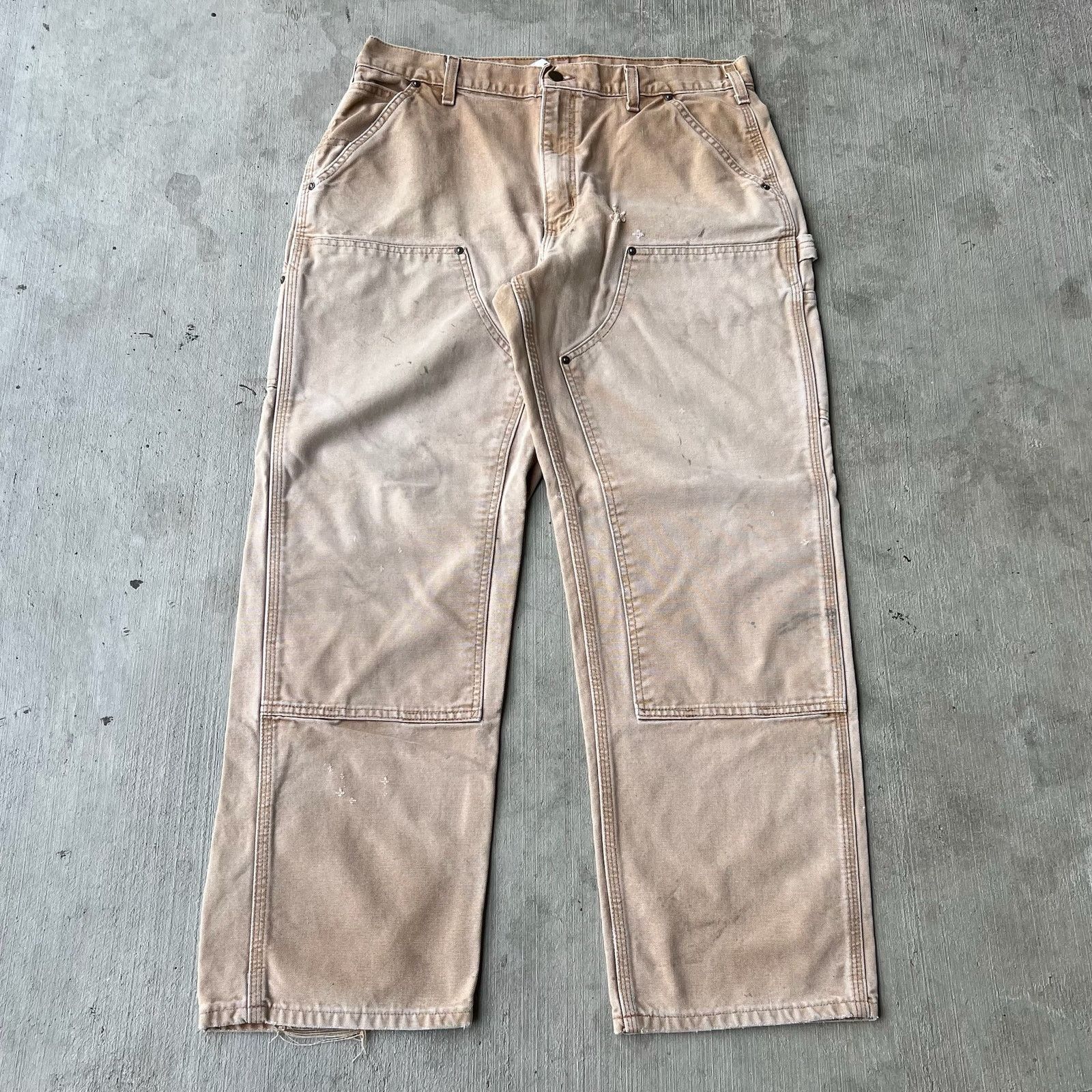 Carhartt faded brown double knee work wear carpenter pants