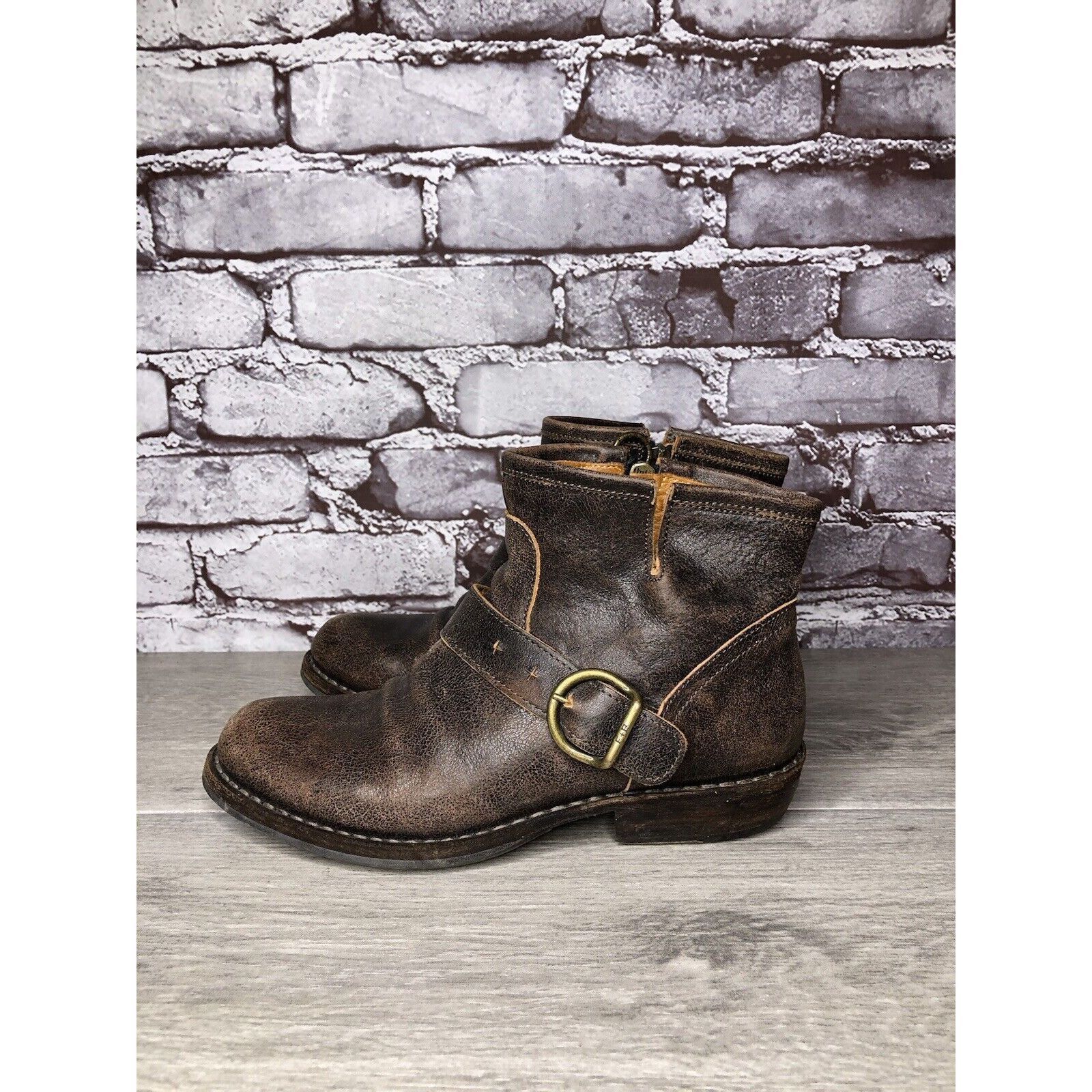 Fiorentini + Baker Fiorentini + Baker Brown Leather Side Zip Buckle Ankle Boots Size US 7 / IT 37 - 9 Thumbnail