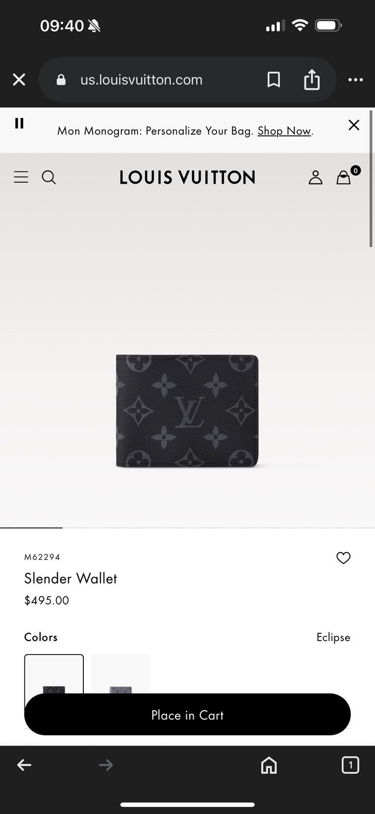 Louis Vuitton LOUIS VUITTON Monogram Eclipse Slender Wallet Size ONE SIZE - 6 Thumbnail