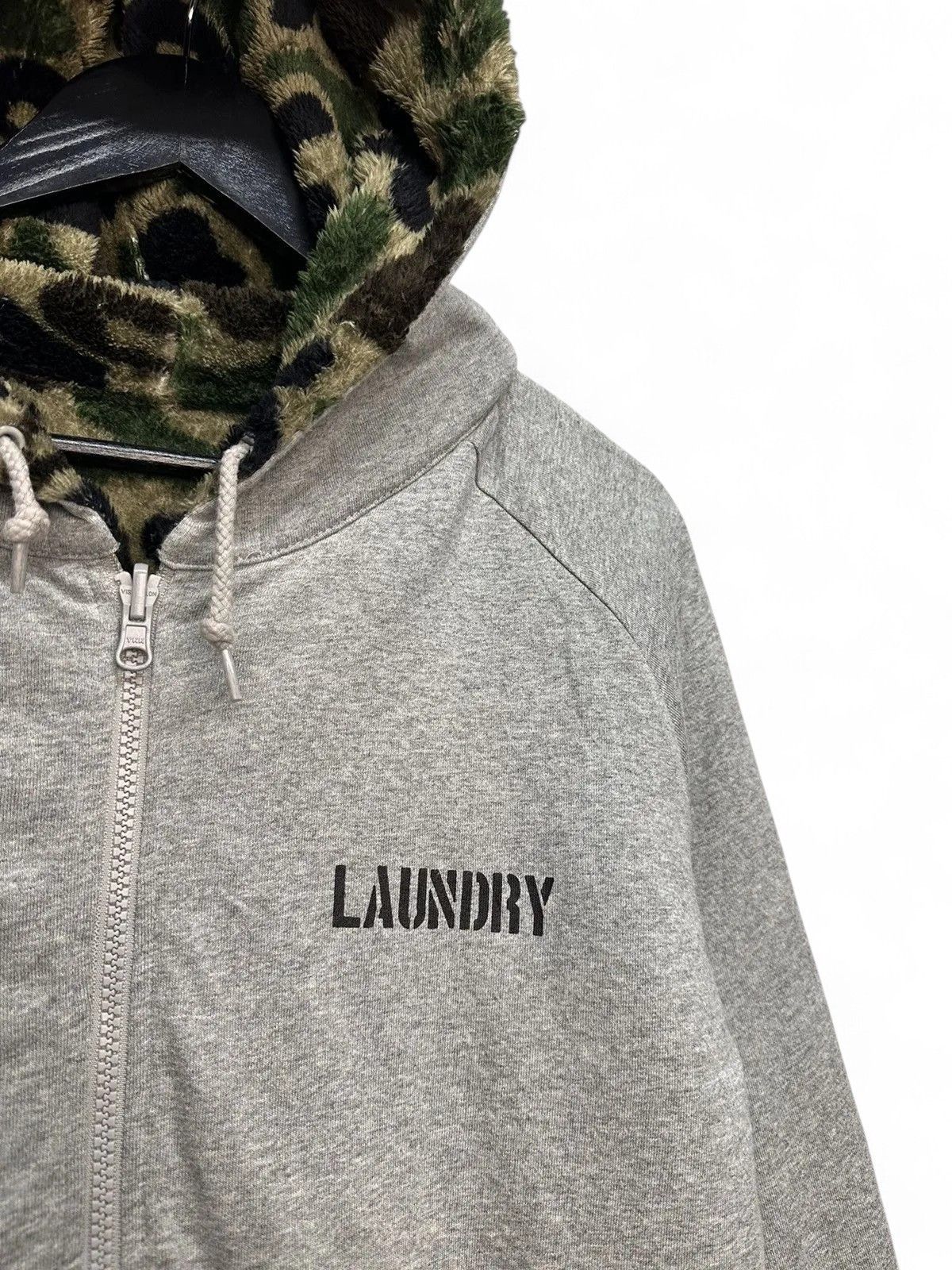 Japanese Brand Vintage Laundry Grey Zip Hoodie with Camo Fur Hood Size US M / EU 48-50 / 2 - 3 Thumbnail