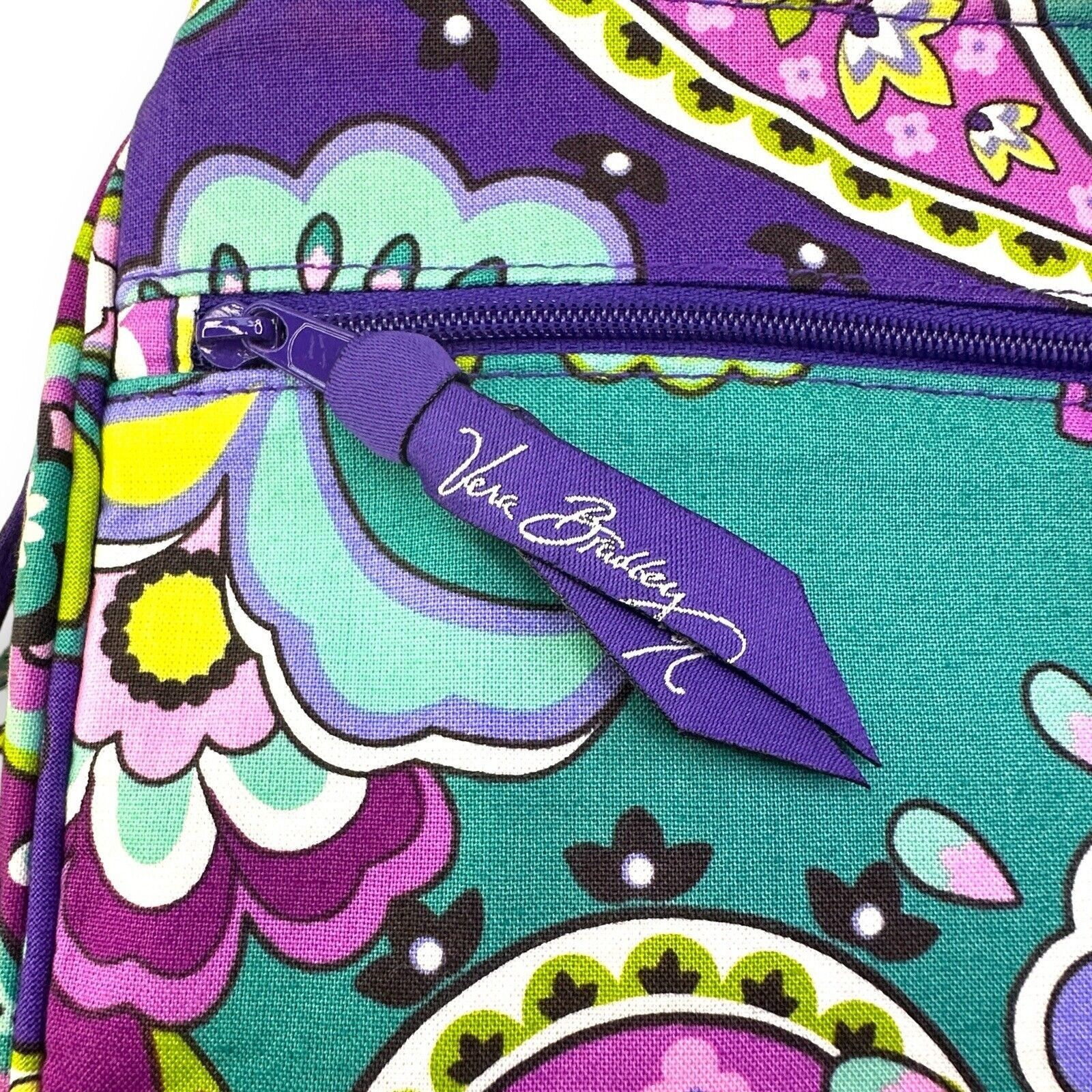 Vera Bradley Vera Bradley Purple Teal Paisley Crossbody Bag Storage EUC Size ONE SIZE - 9 Thumbnail