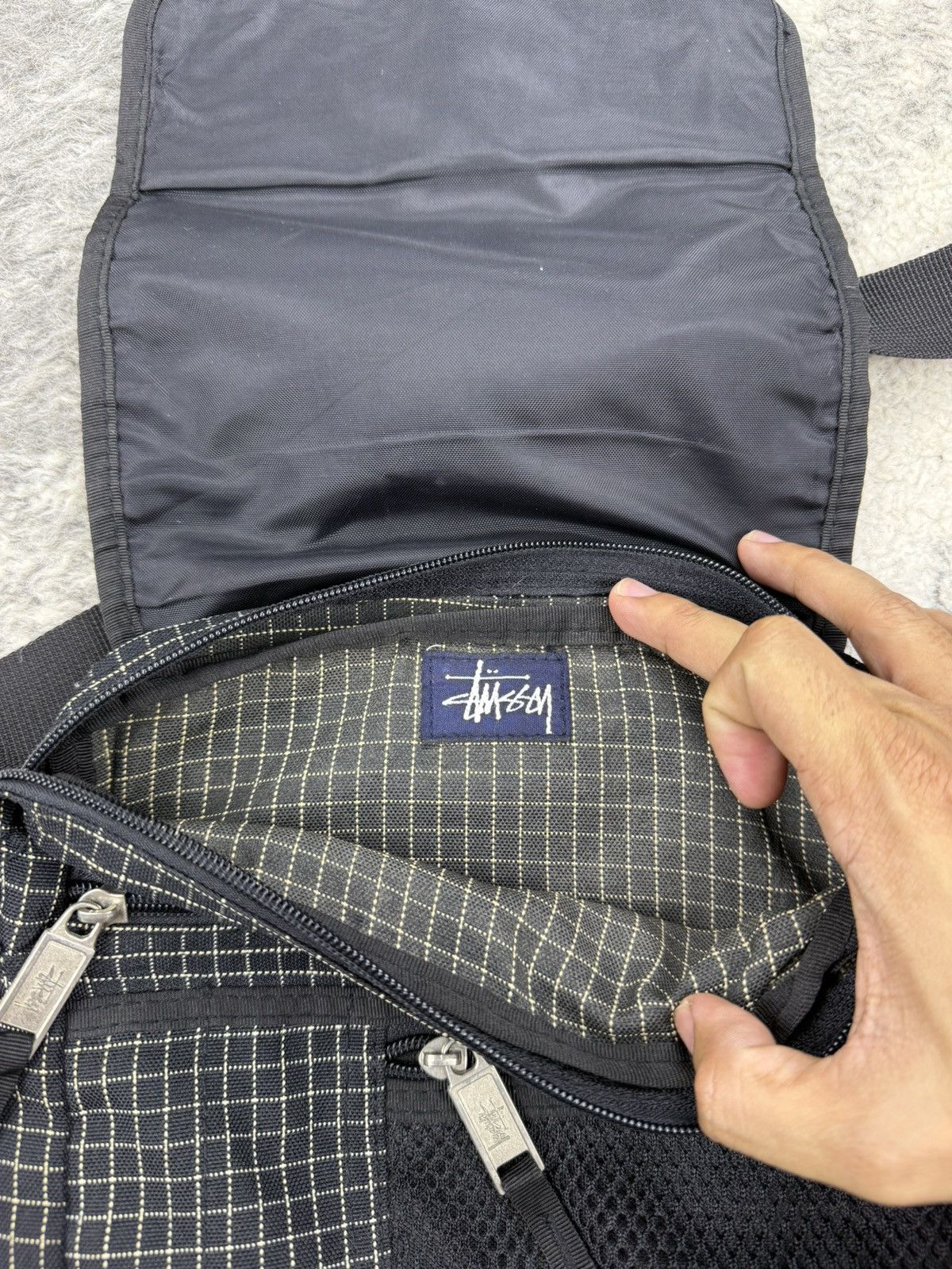 Stussy Vintage RARE 90s STUSSY Small Checked Flip On Sling Bag Size ONE SIZE - 14 Thumbnail