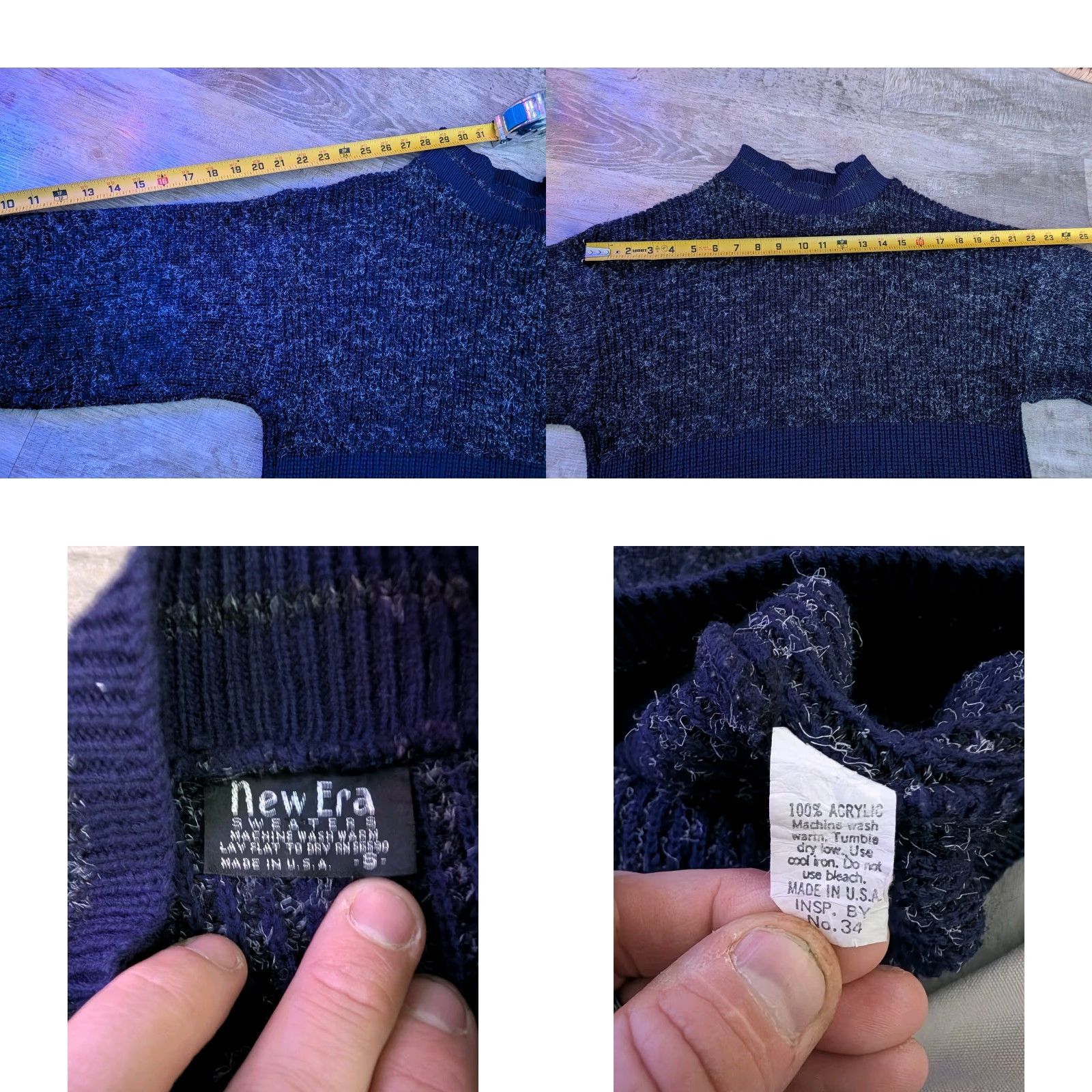 New Era VINTAGE New Era Grandpa Sweater Mens S USA Made Striped Textured Knit 90s Blue/Gray Lightweight Pullover Mens Size US S / EU 44-46 / 1 - 8 Thumbnail