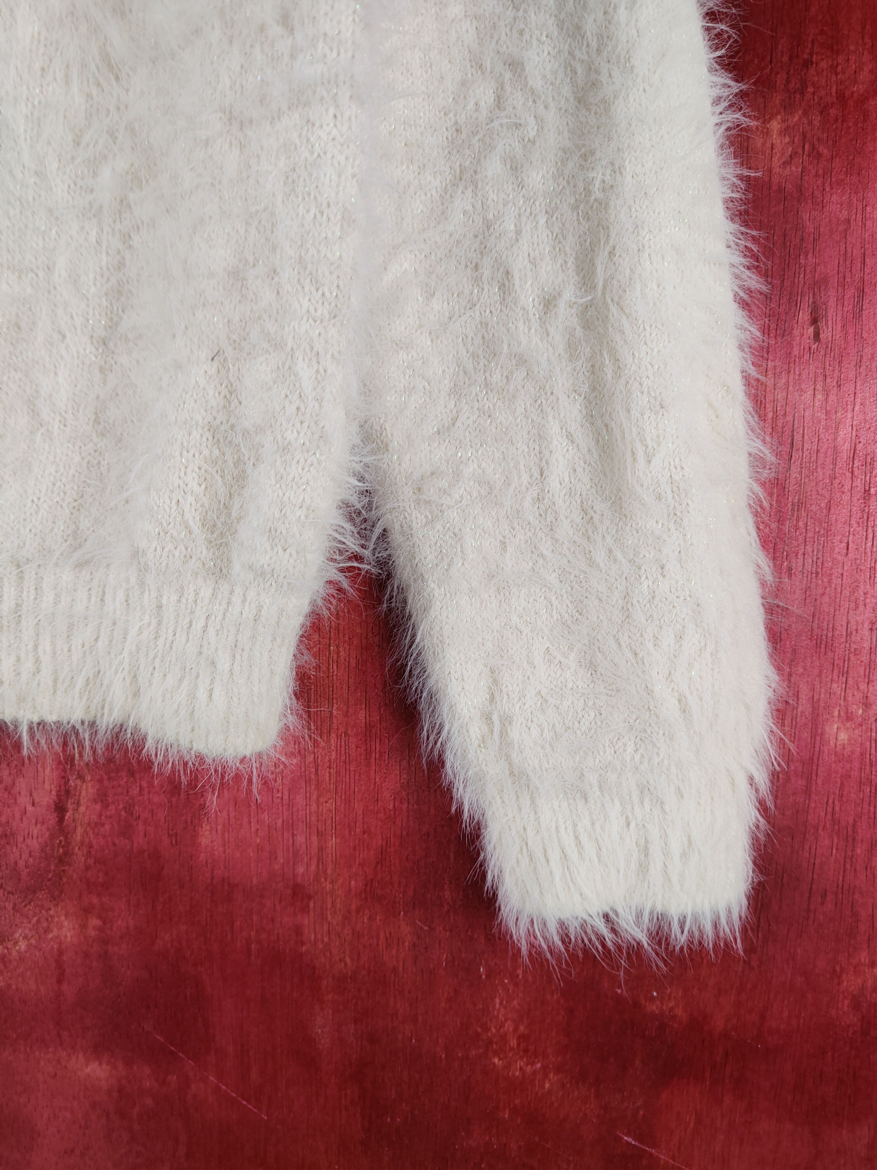 Homespun Knitwear Ingni Beige Shag Shaggy Fur Mohair Knitwear Cardigan#S2110 Size S / US 4 / IT 40 - 6 Thumbnail