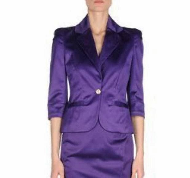 Just Cavalli Just Cavalli Purple Cotton Blend Satin Jacket Blazer IT40 Size S / US 4 / IT 40 - 1 Thumbnail