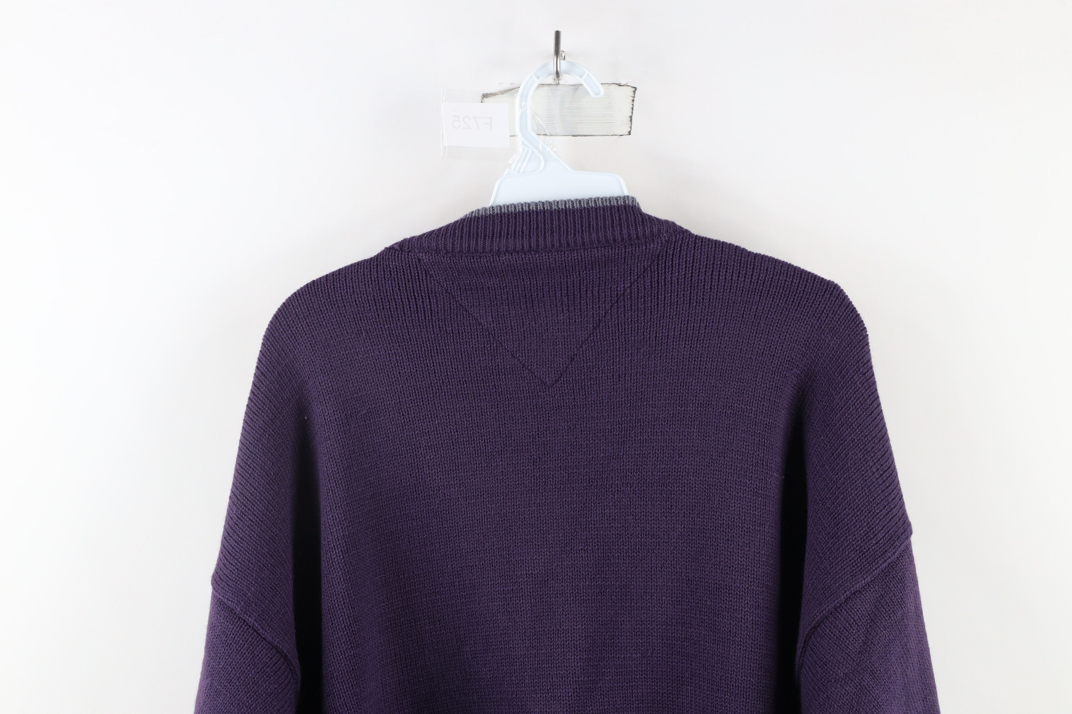 Vintage Vintage 90s Streetwear Ribbed Knit Cardigan Sweater Purple Size US L / EU 52-54 / 3 - 8 Thumbnail