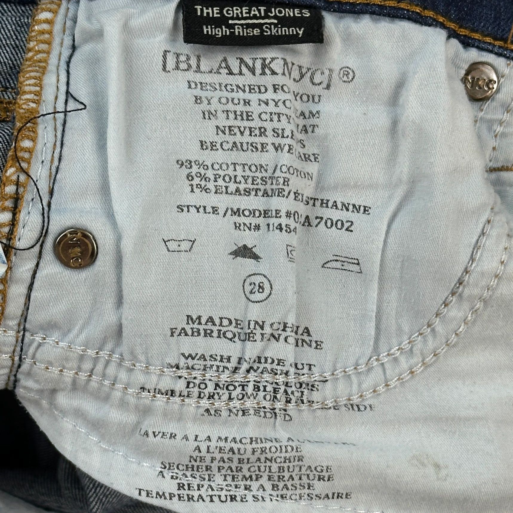 Vintage BLANKNYC Jeans Women's 28 28x29 Dark Wash The Great Jones High Riser Skinny Jeans Size 28" / US 6 / IT 42 - 7 Thumbnail