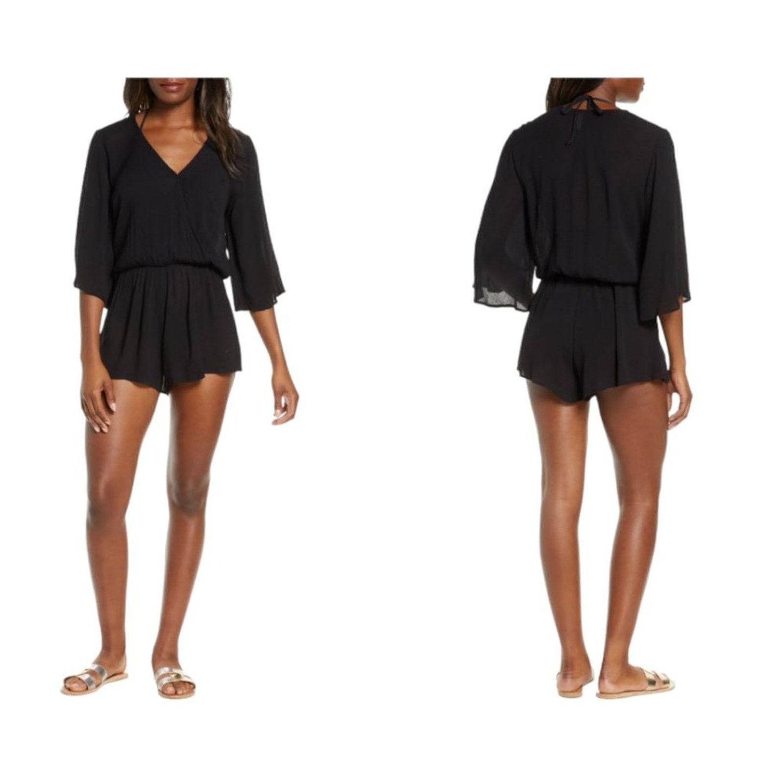 ELAN Elan Black Crepe Romper Size Small NWOT $64 MSRP Size ONE SIZE - 1 Thumbnail