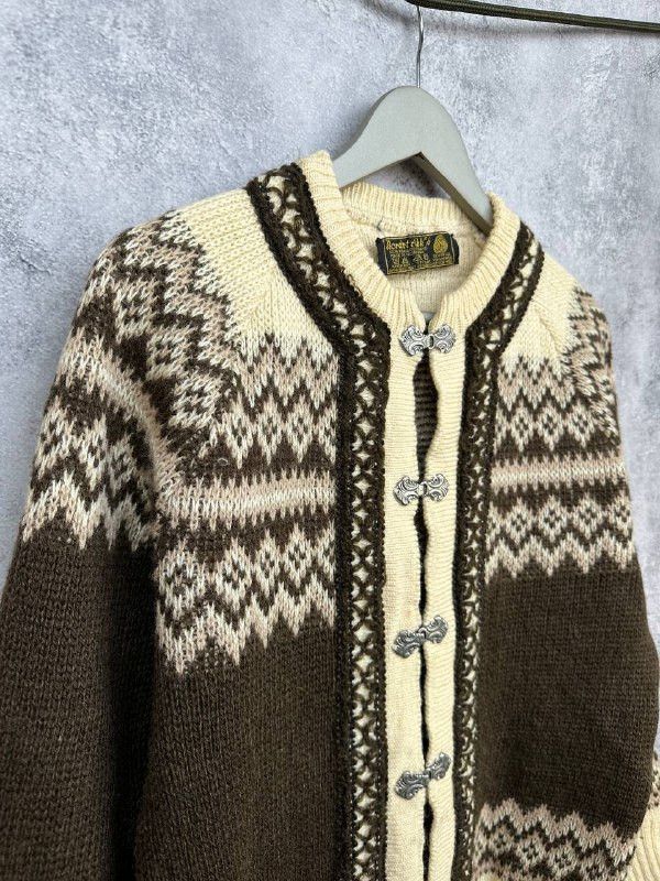 Vintage Nordstrikk Norway Wool Cardigan Pewter Clasp Nordic Isle Size M / US 6-8 / IT 42-44 - 3 Thumbnail