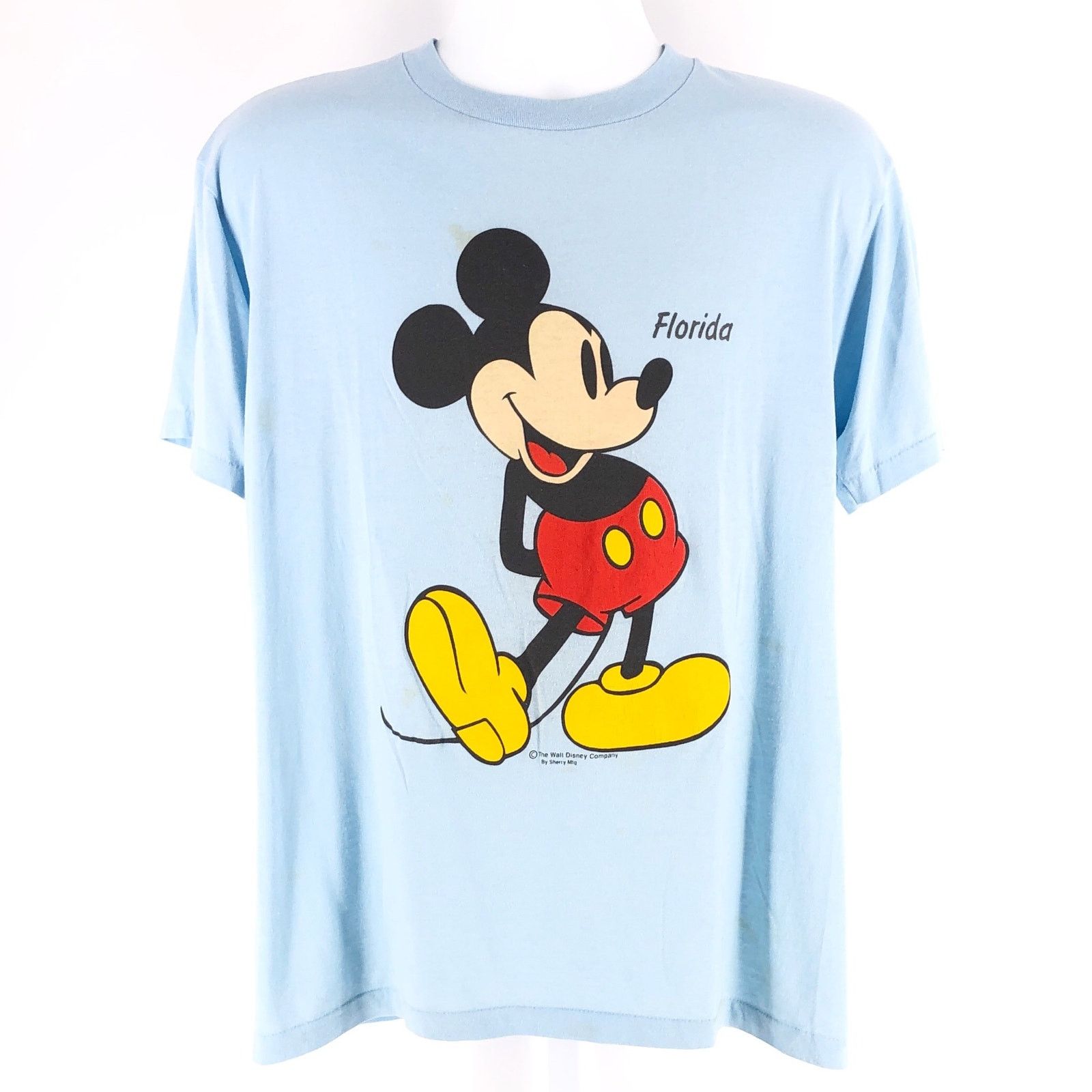 Vintage 80s Mickey Mouse Florida light blue tshirt 1980s vintage Size US L / EU 52-54 / 3 - 1 Thumbnail