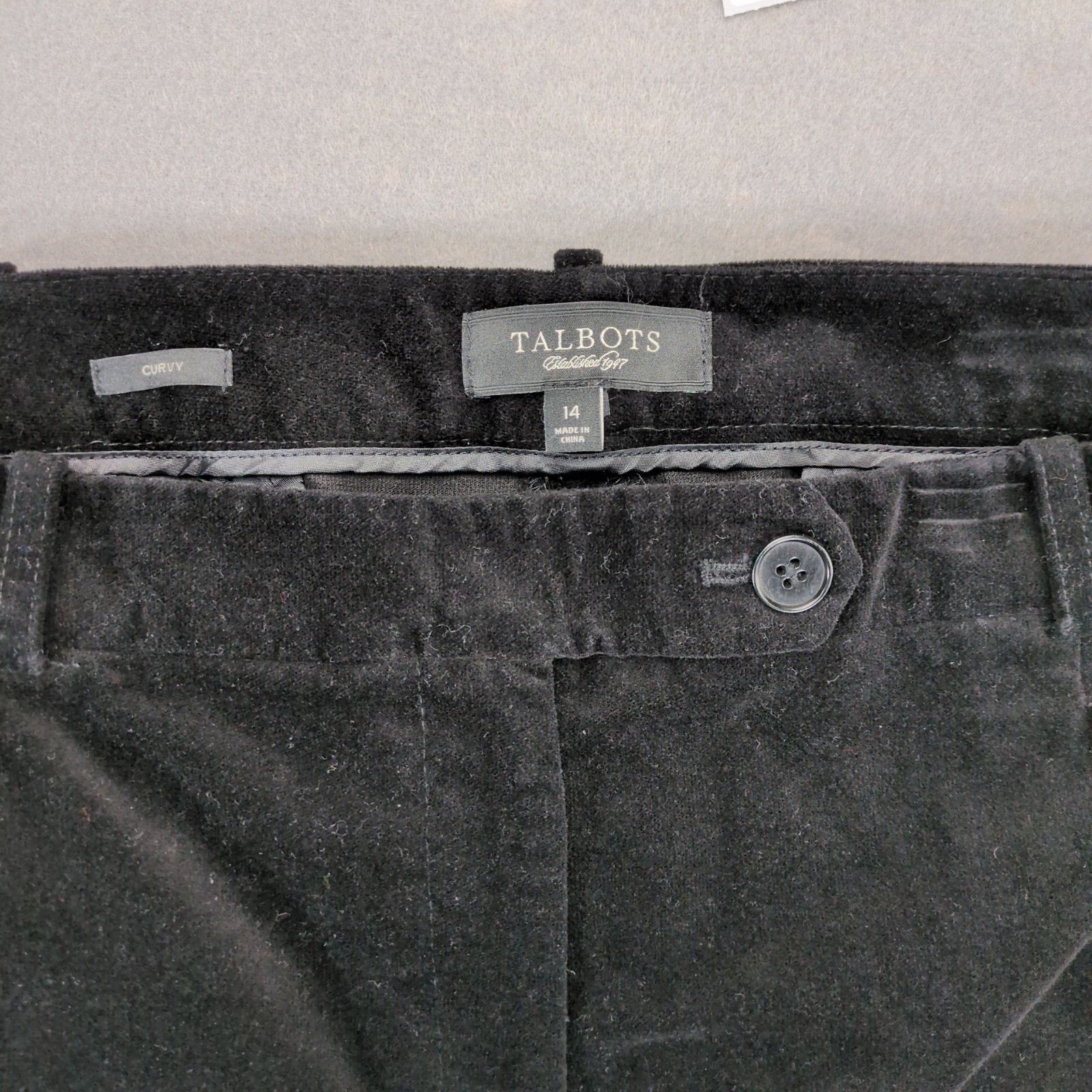 Other Talbots Curvy Women's 14 Black Velvet Velour Casual Pants Size 36" / US 14 / IT 50 - 2 Thumbnail