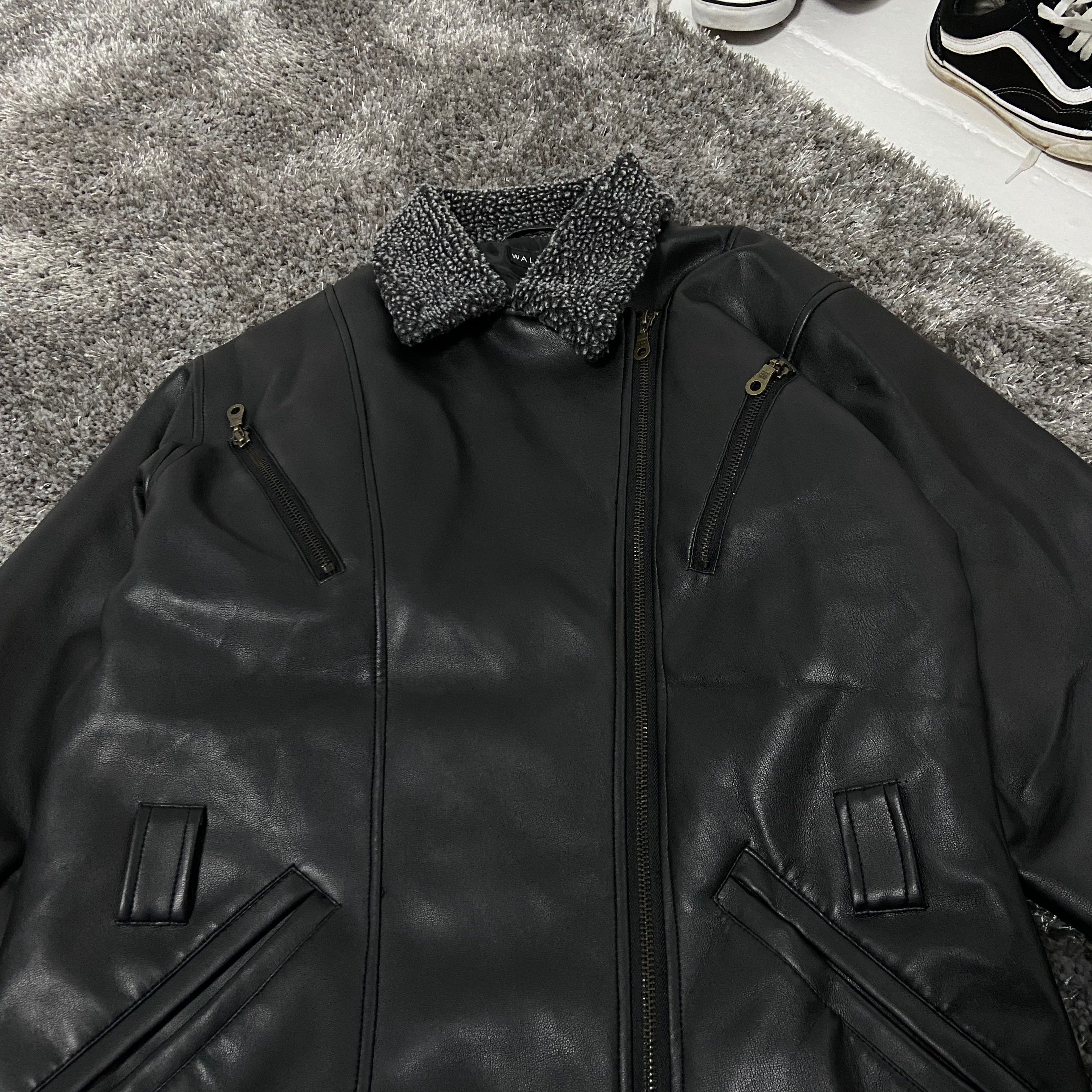 Vintage 1990s WALLSTREET RETRO BIKER SHERPA JACKET - № 2136 Size US M / EU 48-50 / 2 - 3 Thumbnail