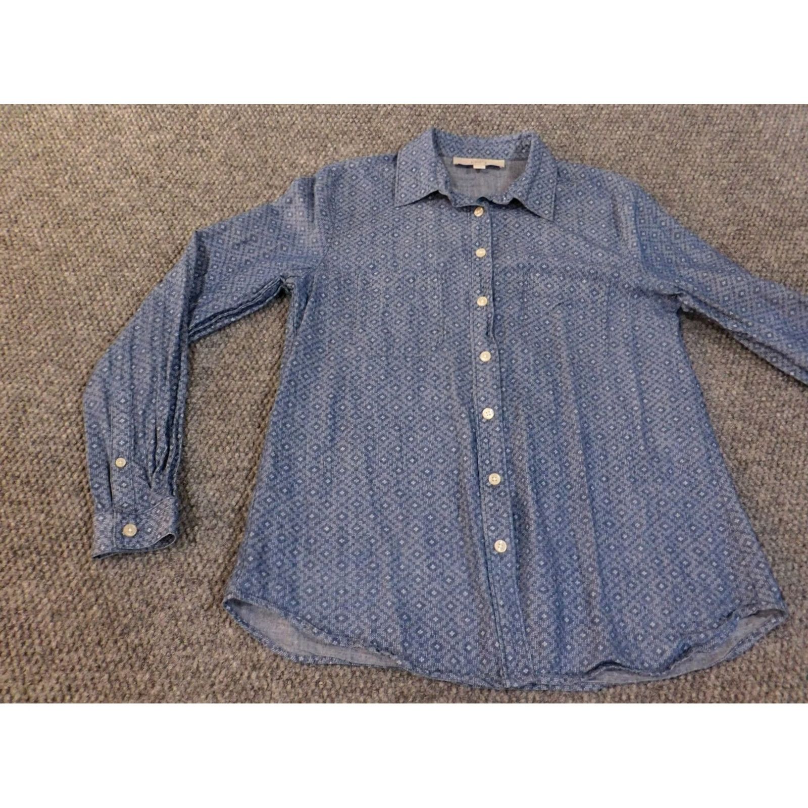 Ann Taylor Ann Taylor Loft Shirt Women Small Blue Plaid Button-Up Casual Long Sleeve breathable 100% Cotton Button-Up Top Size S / US 4 / IT 40 - 3 Thumbnail