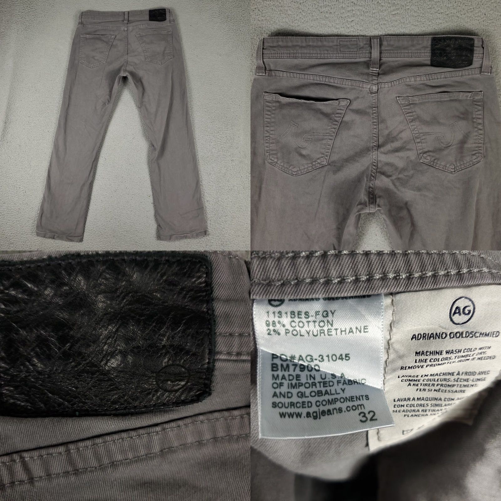 Vintage Vintage AG Adriano Goldschmied Men's Jeans 32x28 Straight Leg Gray Cotton Mid Rise Classic 2010s Size US 32 / EU 48 - 8 Thumbnail