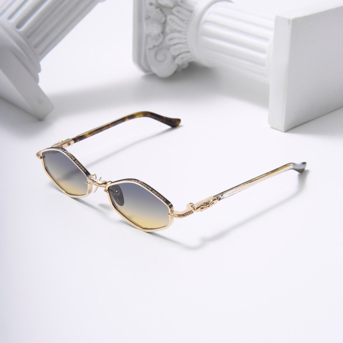 Chrome Hearts CHROME HEARTS NIP SLIP GOLD PLATED DARK TORTOISE SUNGLASSES Size ONE SIZE - 1 Thumbnail