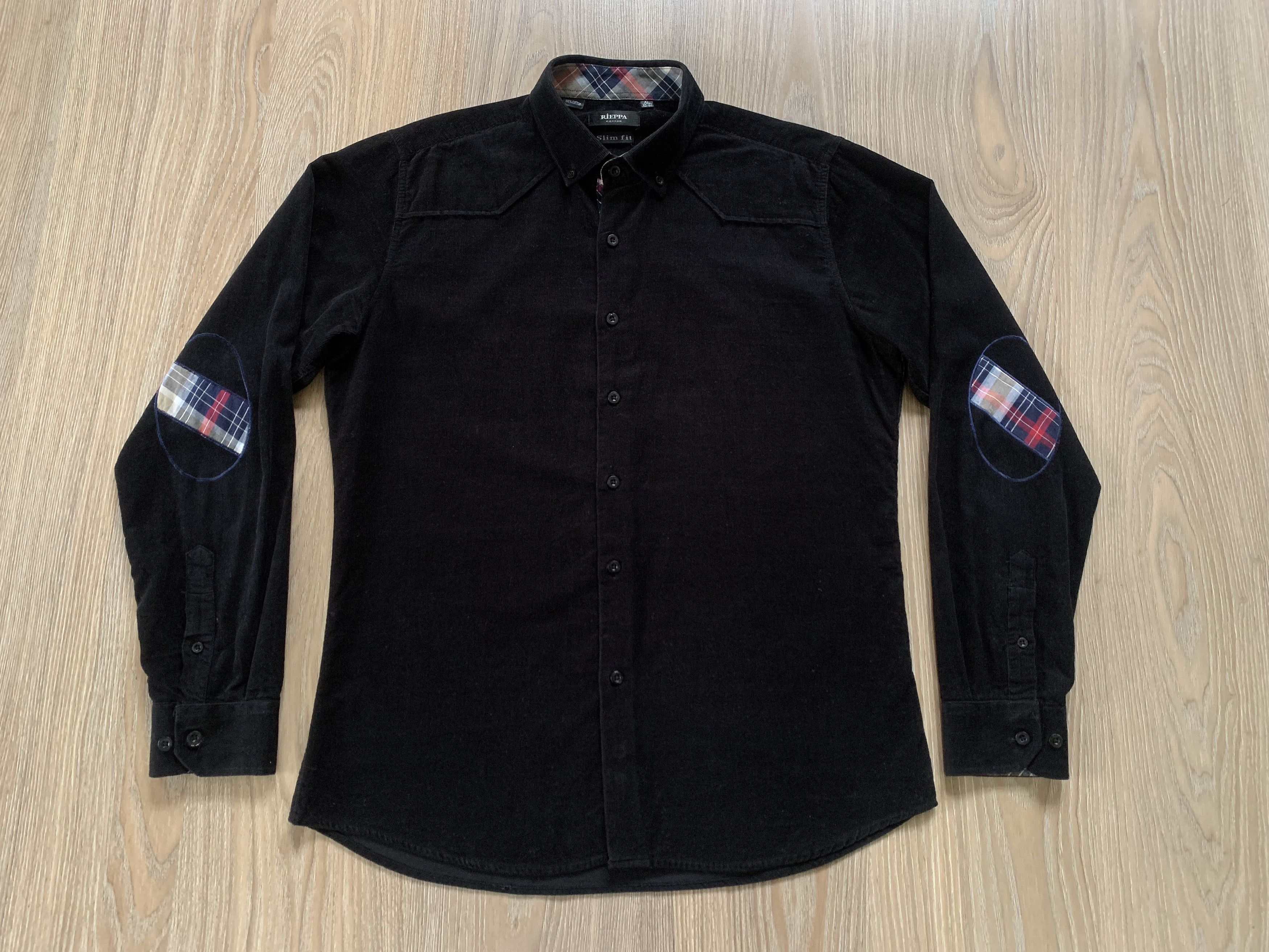 Other Rieppa Slim Fit Mens Black Micro Corduroy Shirt Size US XL / EU 56 / 4 - 2 Thumbnail