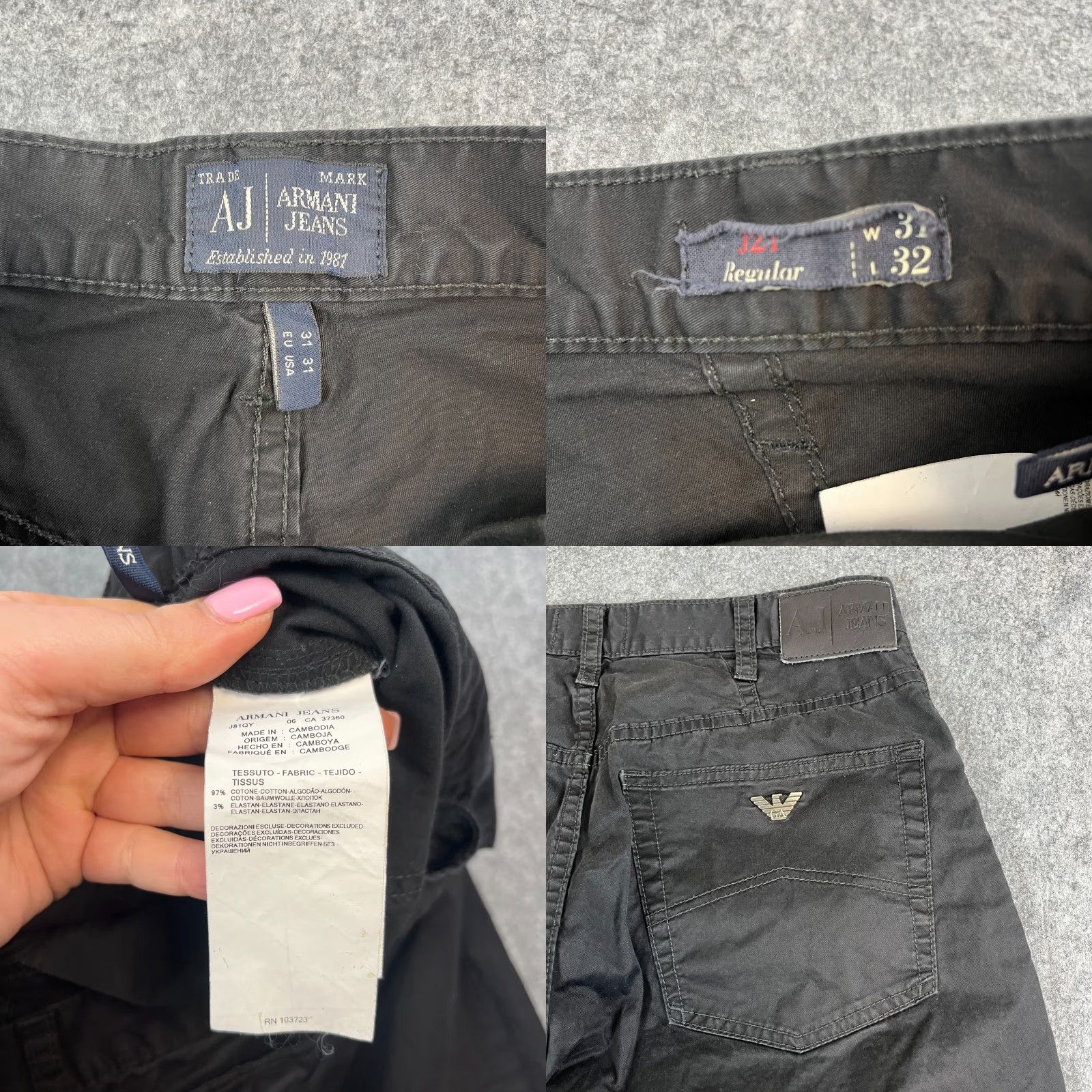 Vintage Armani Jeans Jeans Regular Straight 30 30 Dark Black Stretch Button Fly Mens Size US 30 / EU 46 - 8 Thumbnail