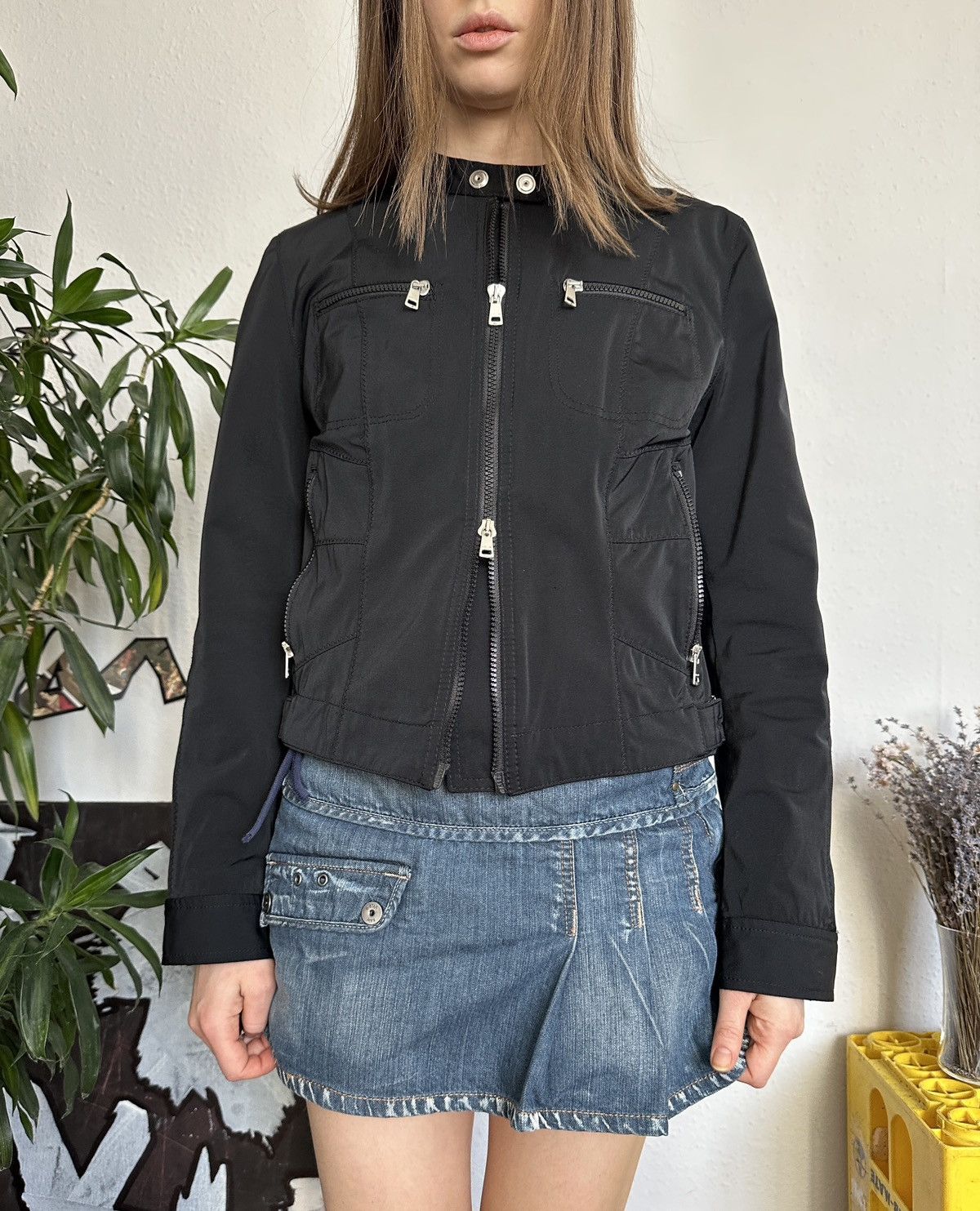 Vintage Marccain Vintage Nylon Double Zip Up Moto Biker Jacket Size S / US 4 / IT 40 - 6 Thumbnail