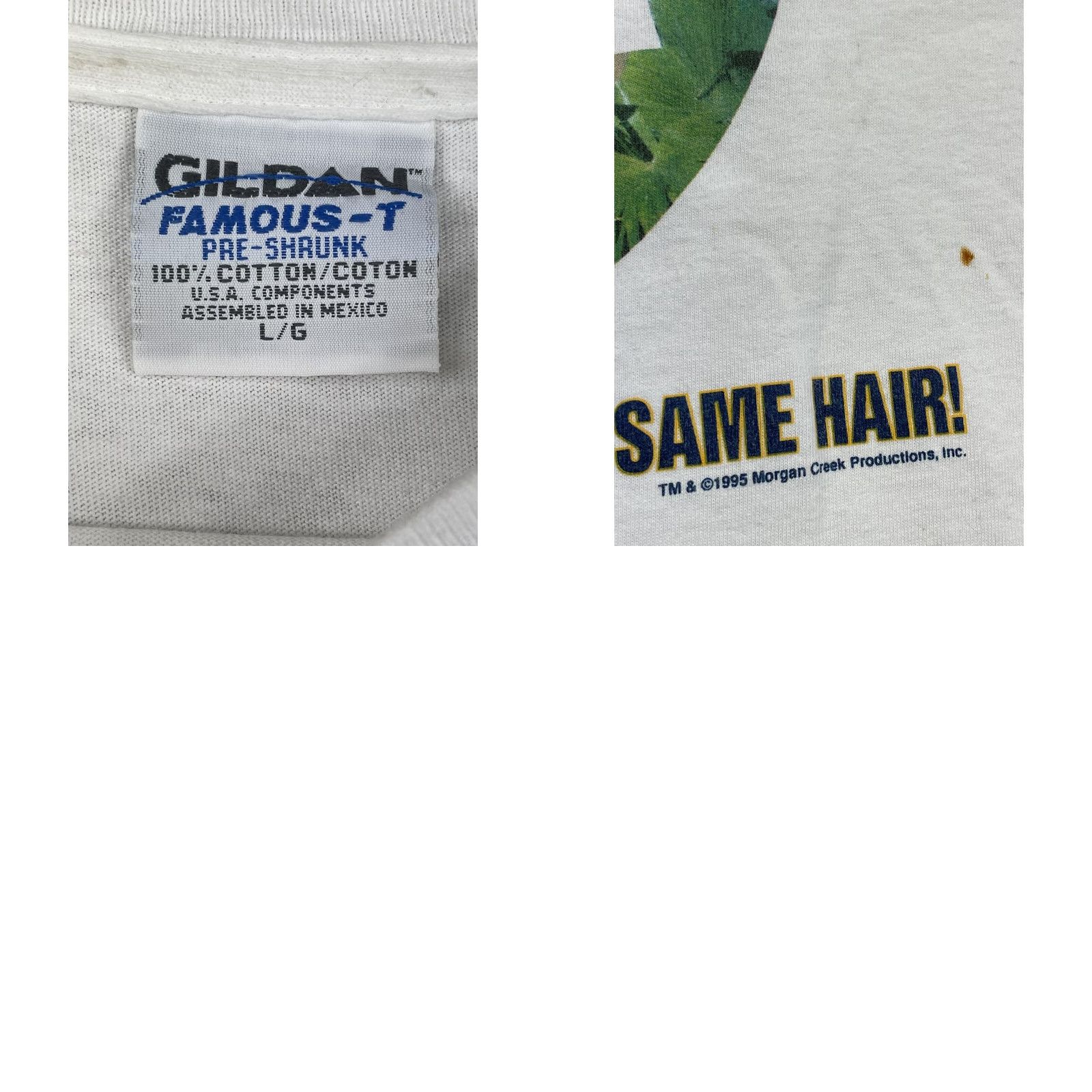 Gildan VINTAGE Ace Ventura Jim Carrey T-Shirt – Movie Logo Graphic, Cotton, White, 1995, Size L, Men, Short Sleeve, Crew Neck, Gildan, 90s Era Size US L / EU 52-54 / 3 - 8 Thumbnail
