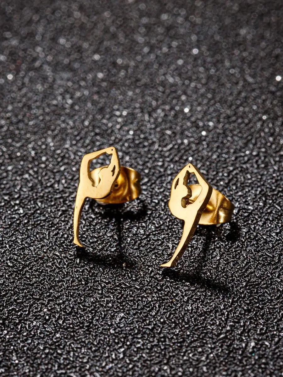 Jewelry Gymnastics Girl Stud Earrings Charm Stainless Earring Gift Size ONE SIZE - 2 Thumbnail