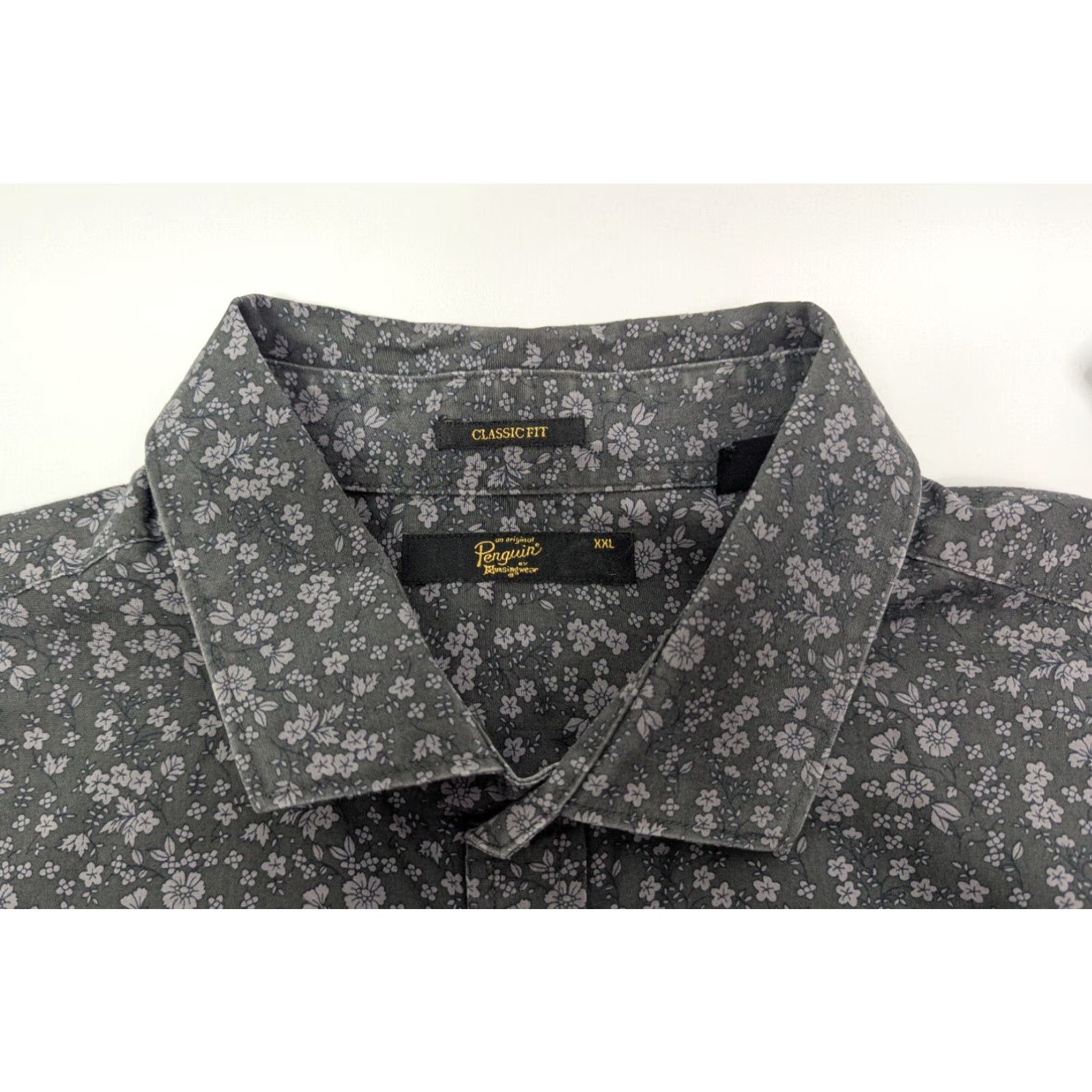 Vintage Penguin Munsingwear Floral Long Sleeve Grey Shirt Mens 2XL Button Classic Fit Size US XXL / EU 58 / 5 - 7 Thumbnail
