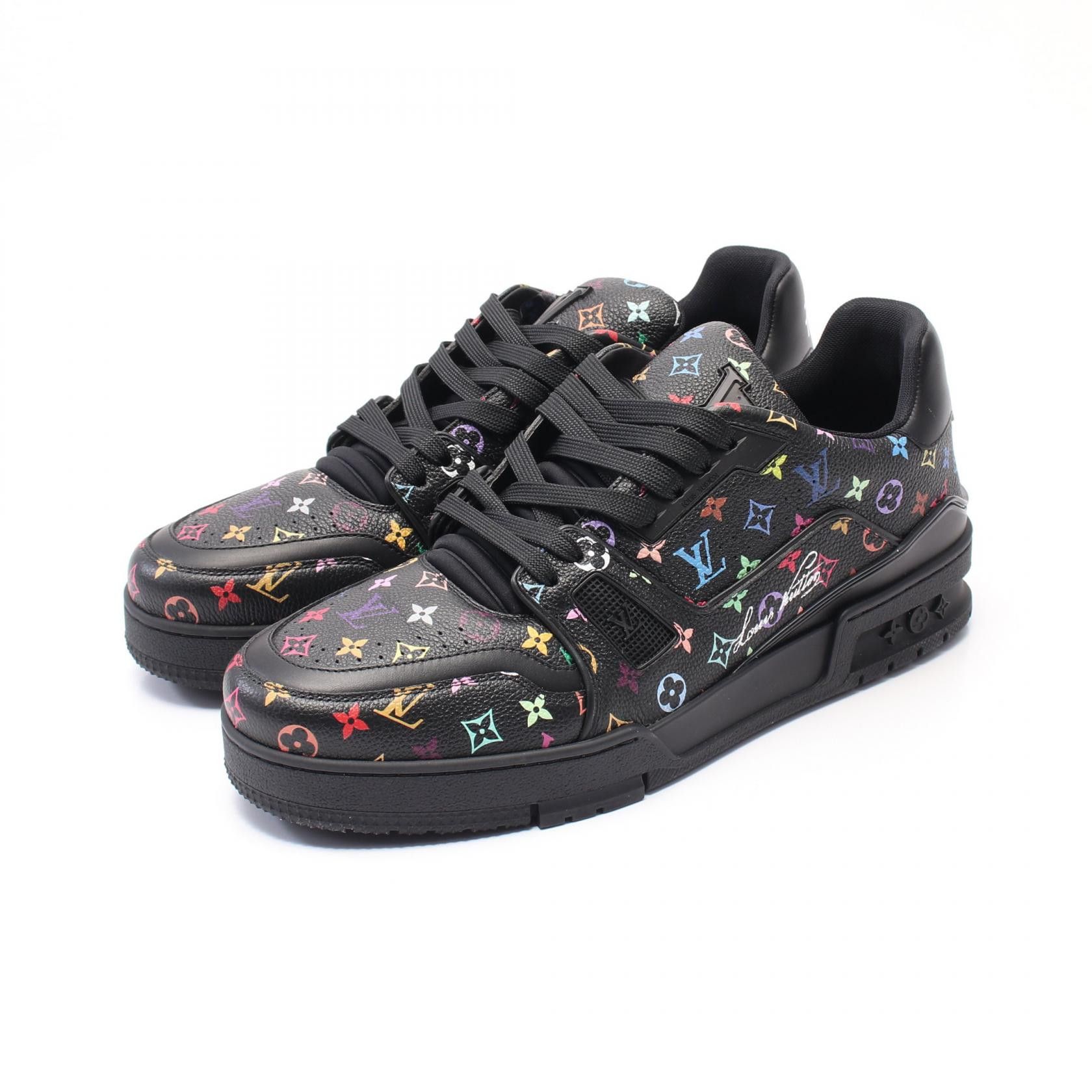 Louis Vuitton Louis Vuitton Lv × Tm Lv Trainer Monogram Leather Sneakers Canvas Shoes Vl1214 in Black