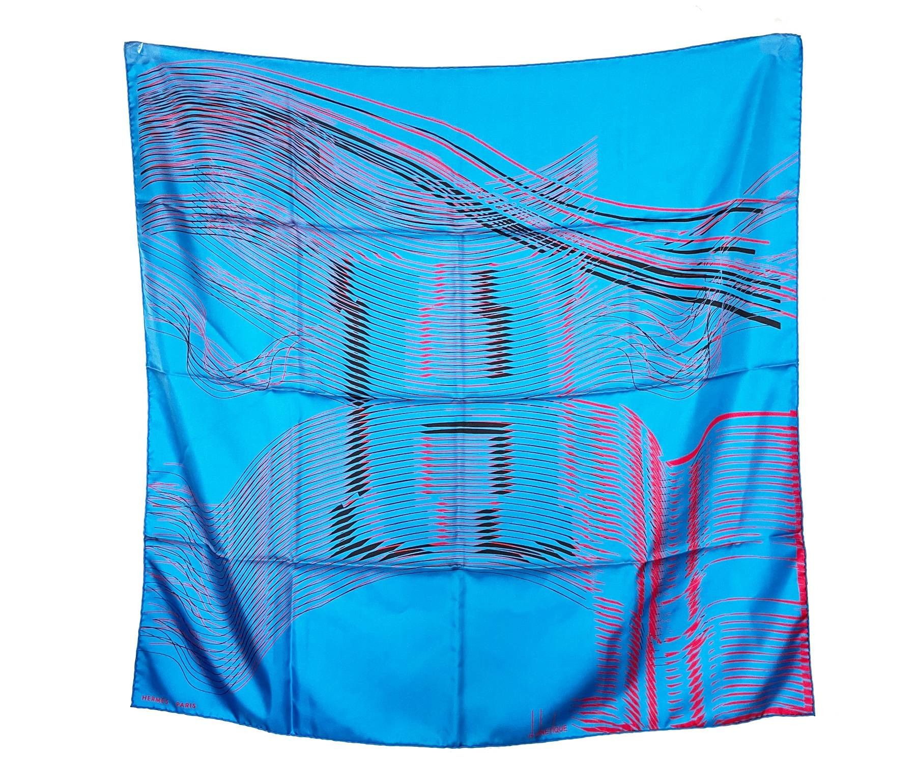 image of Hermes Blue H Cinetique Logo Scarf 90, Women's