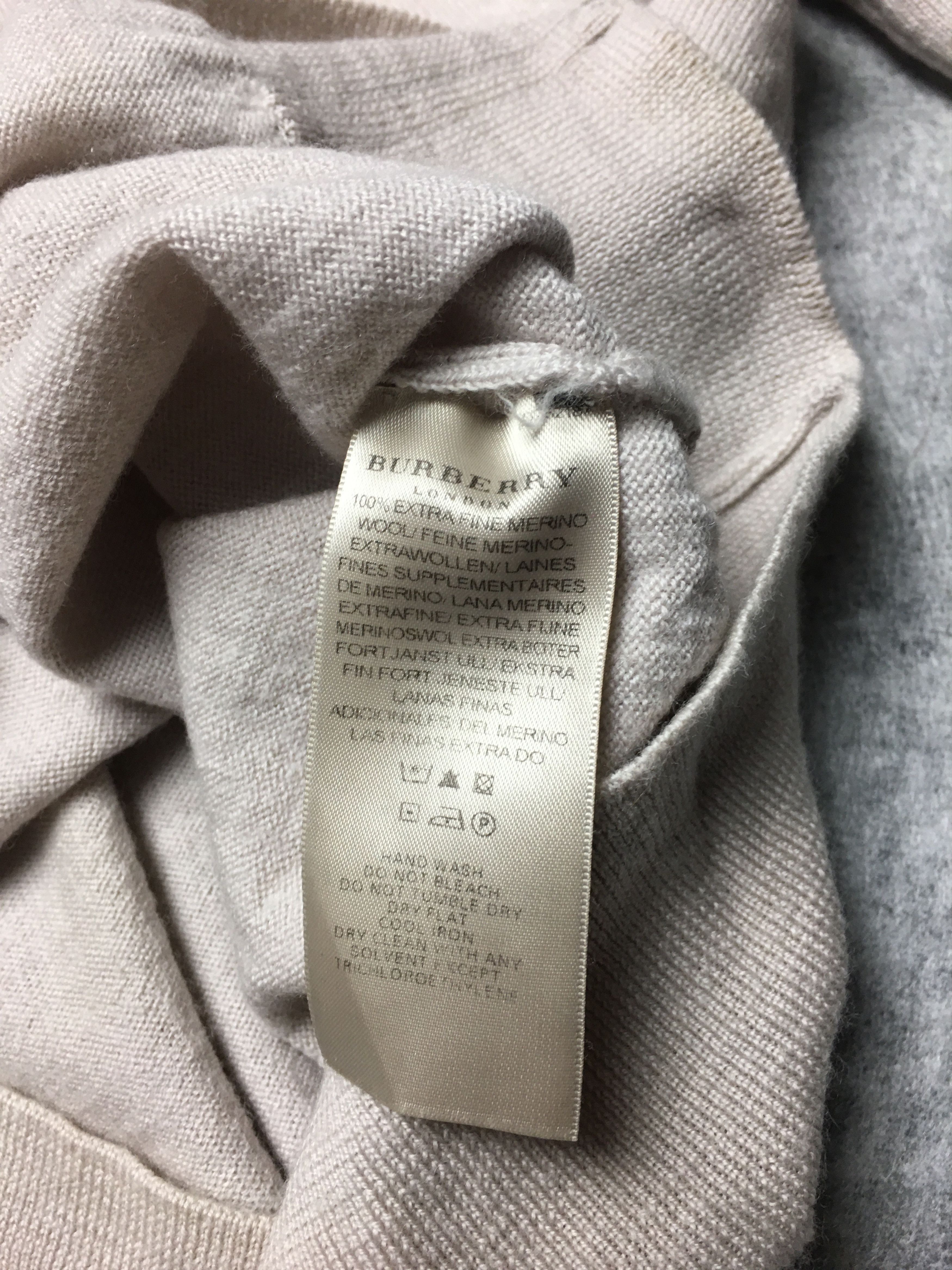 Burberry Mens Beige Merino Wool Sweater Jumper V-Neck