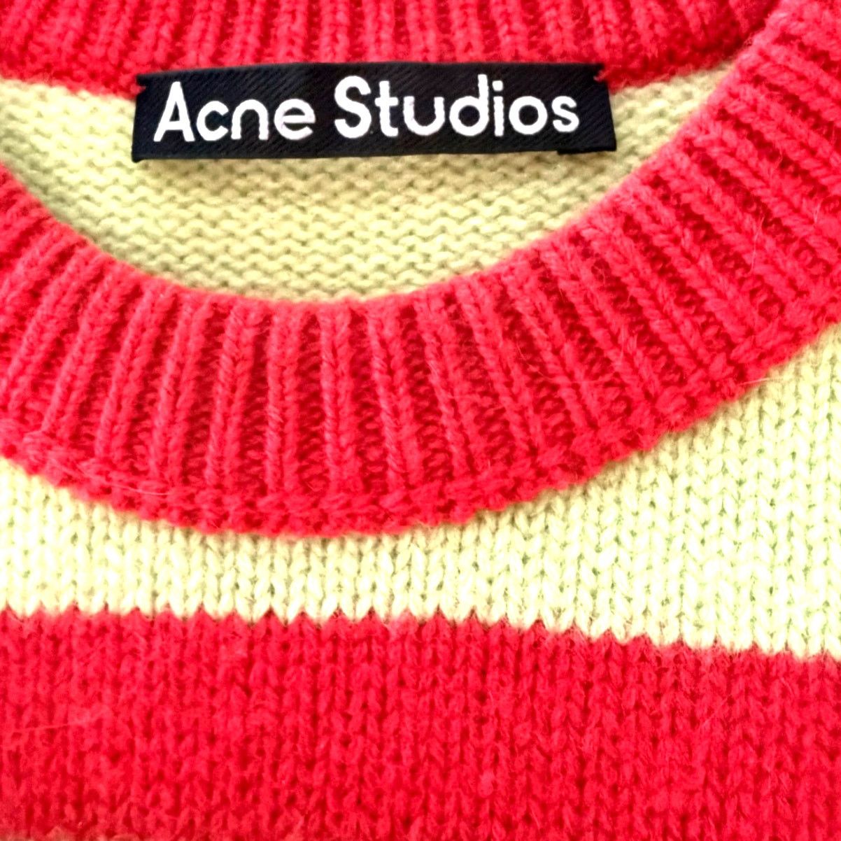 Acne Studios ACNE STUDIOS: Men's Wool Striped "Face" Sweater - XS Size US XS / EU 42 / 0 - 3 Thumbnail