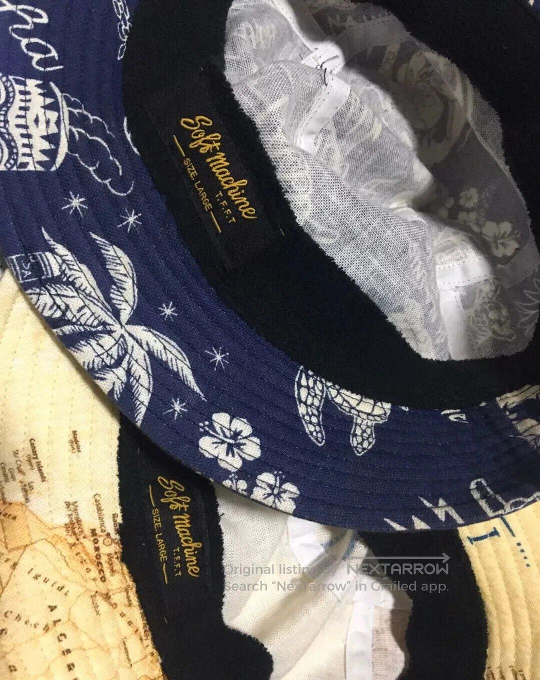 SOFTMACHINE retro fisherman bucket hat navy blue. Size ONE SIZE - 3 Thumbnail