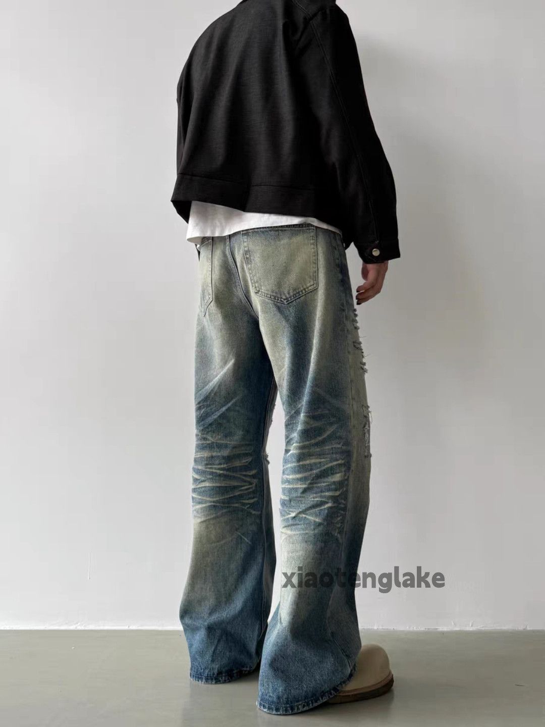Jean ltx vintage washed faded loose baggy ripped jeans Size US 32 / EU 48 - 2 Thumbnail