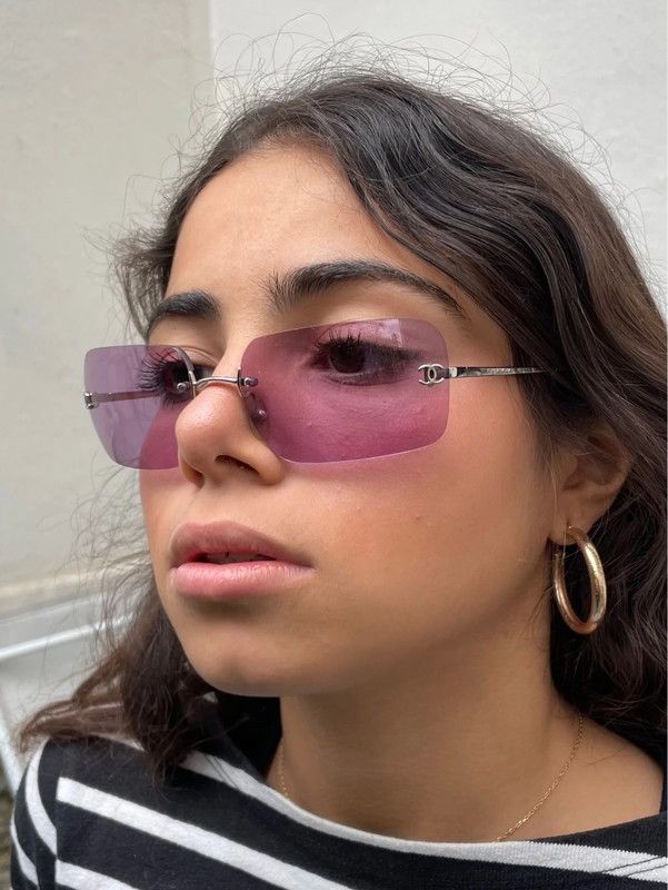 Chanel Chanel Sunglasses 4017 CC Rhinestone Logo Rimless Vintage Size ONE SIZE - 2 Thumbnail