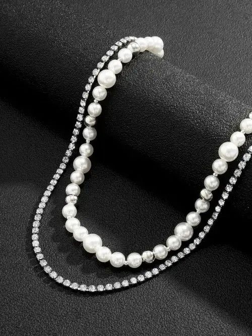 Jewelry × Vintage Retro Punk Vintage Glass Pearl Necklace Chain Size ONE SIZE - 4 Thumbnail
