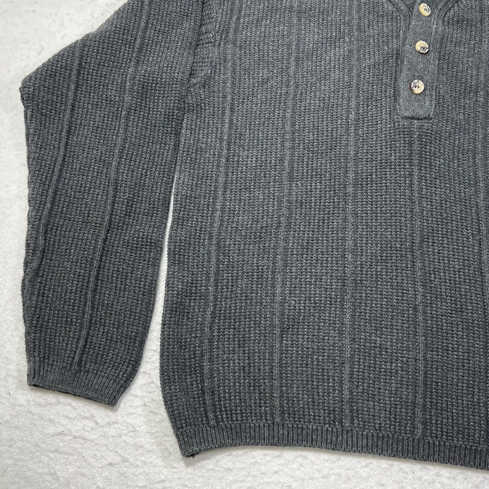 Hard Rock Cafe Vintage Hard Rock Cafe Madrid Henley Knit Sweater Gray Size S / US 4 / IT 40 - 6 Thumbnail
