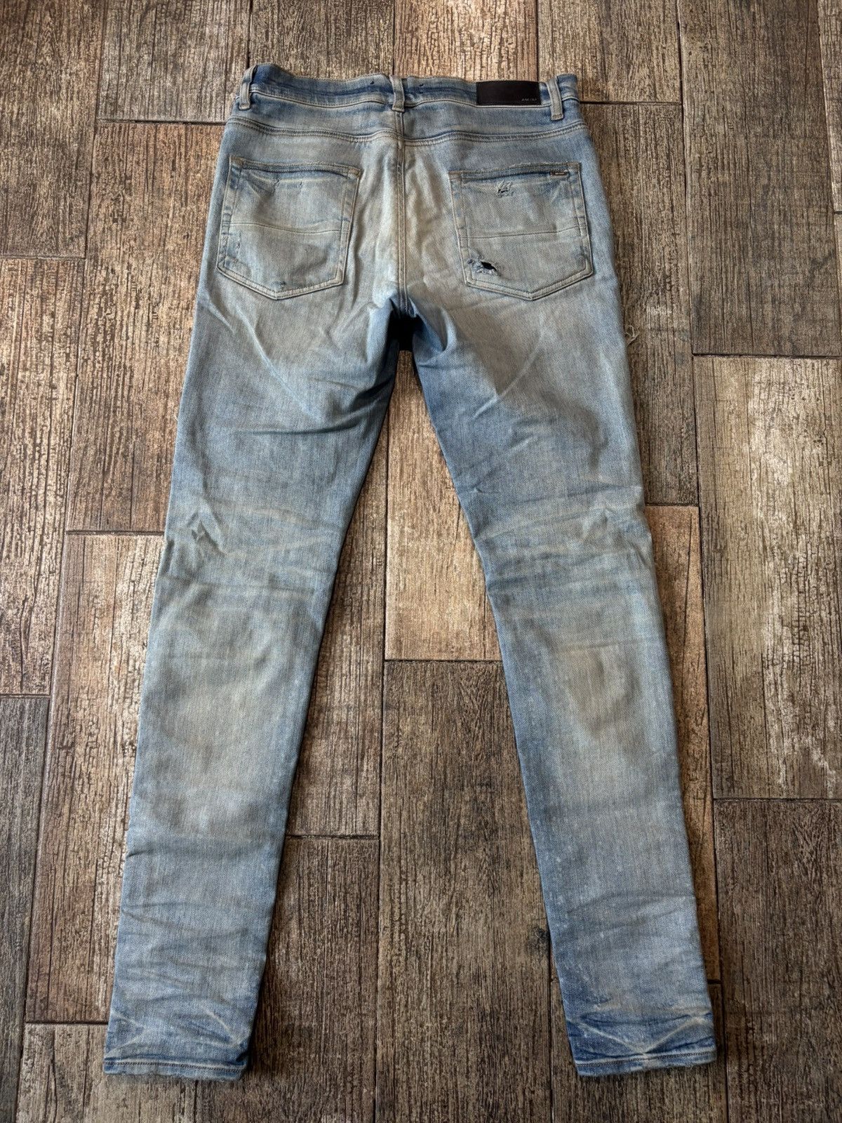 Amiri Lightwash Pajama Patch Distressed Jeans Size US 32 / EU 48 - 2 Thumbnail