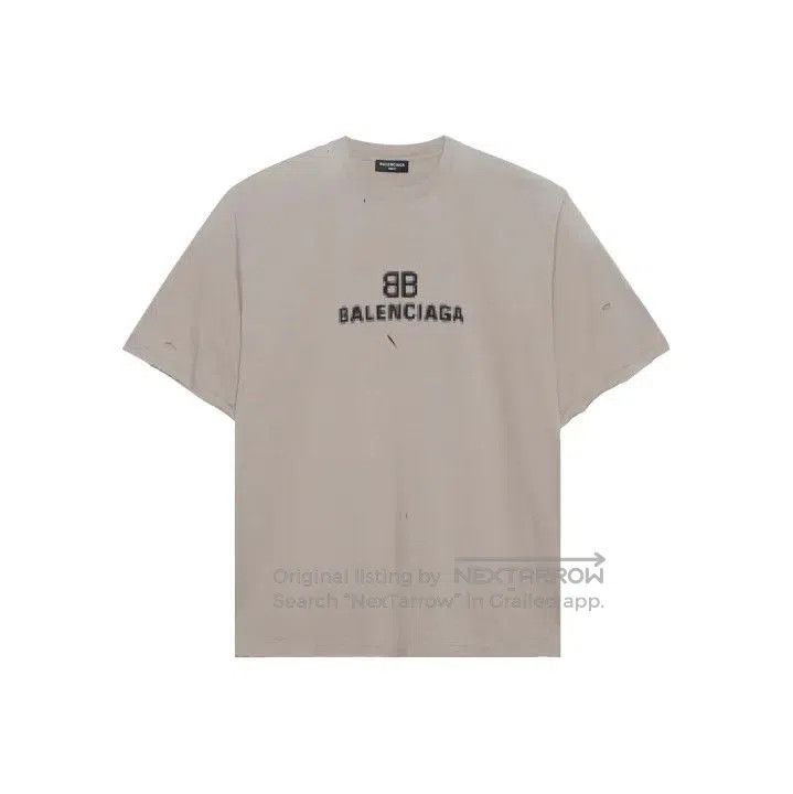 Balenciaga Balenciaga Gray Logo Distressed Short Sleeve T. Size US L / EU 52-54 / 3 - 1 Thumbnail