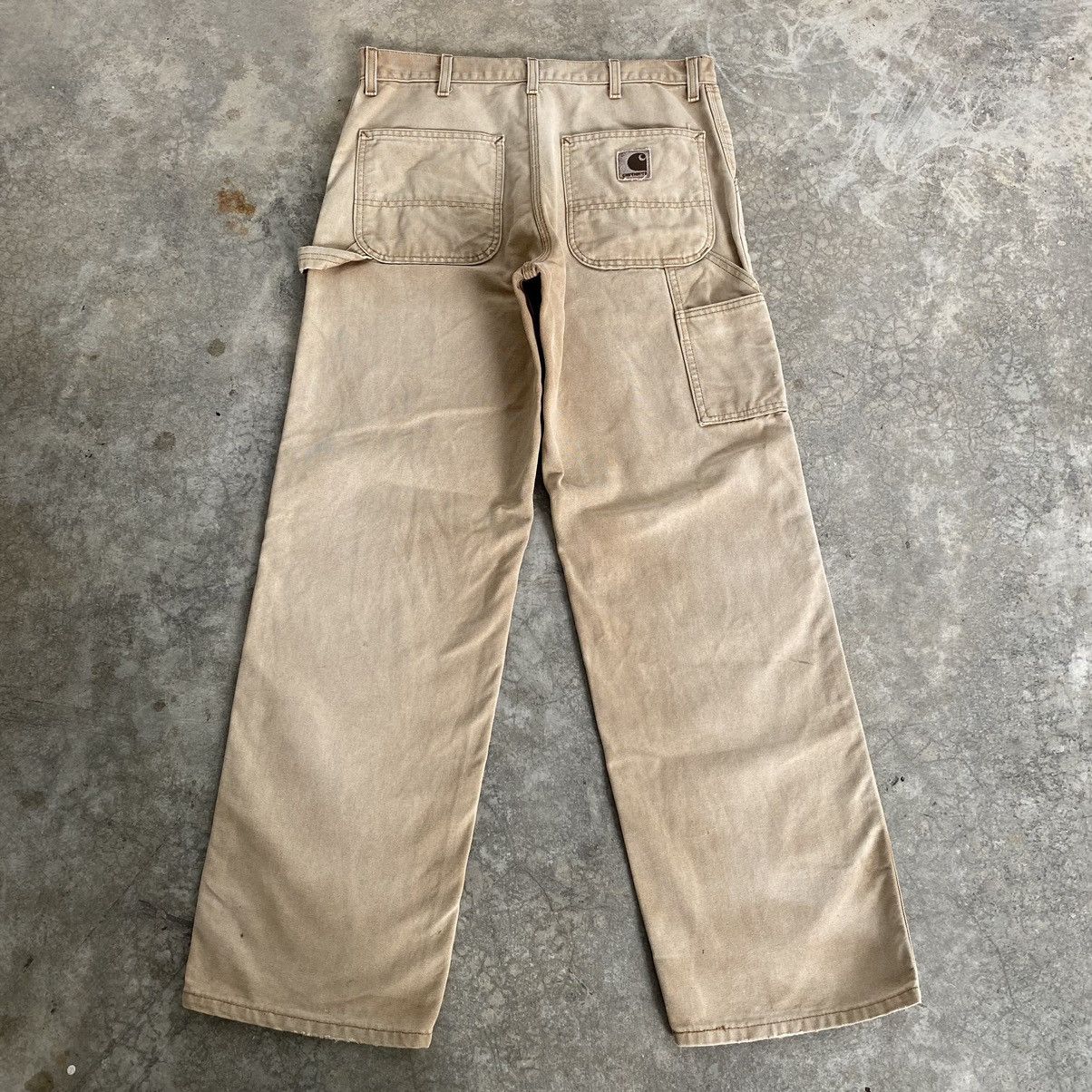 Carhartt Vintage Carhartt Faded Tan Repaired Carpenter Work Pants Size US 32 / EU 48 - 16 Thumbnail