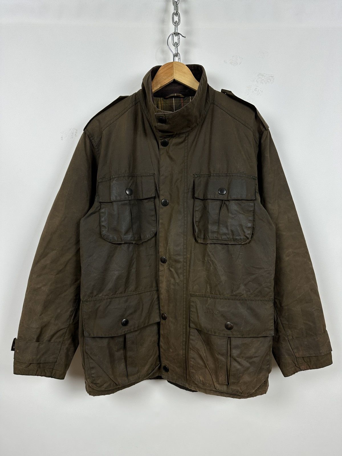 Barbour Trooper Olive Green Waxed Coat Jacket