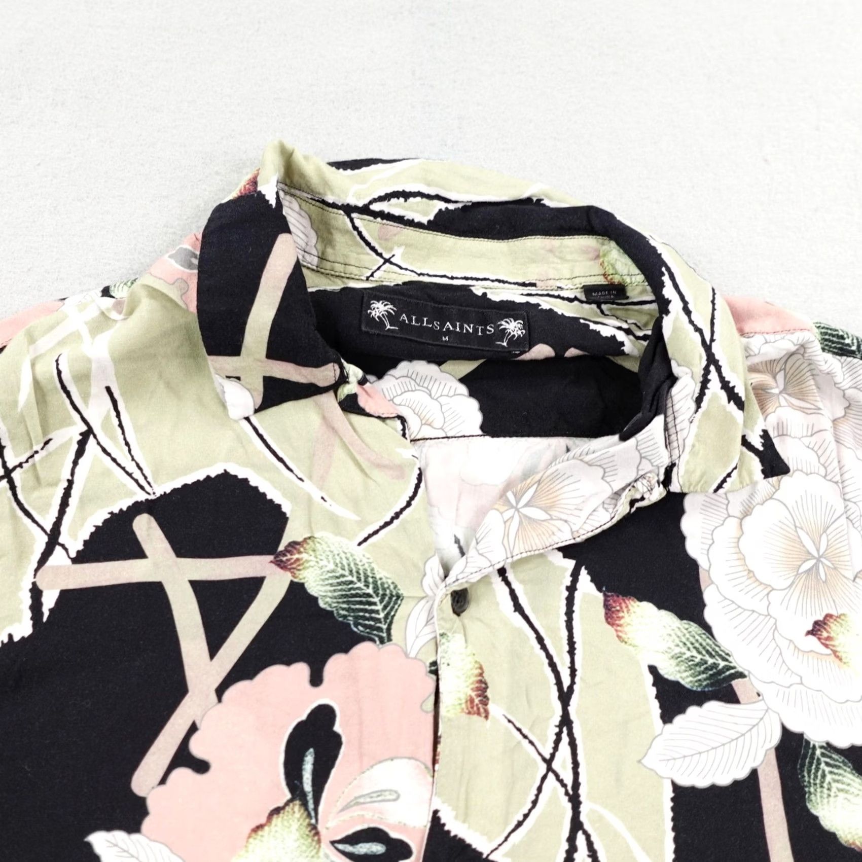 Allsaints AllSaints Shirt Mens Medium Black Green Floral Hawaiian Button Up Camp Size US M / EU 48-50 / 2 - 2 Thumbnail