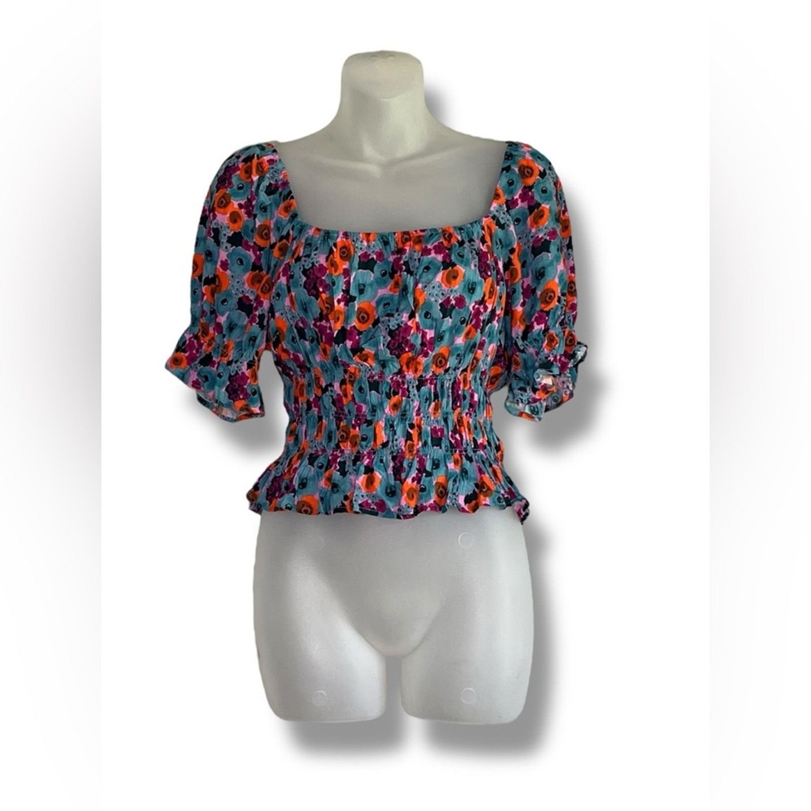 Other All In Favor floral off the shoulder peasant sleeve crop top Size M / US 6-8 / IT 42-44 - 2 Thumbnail