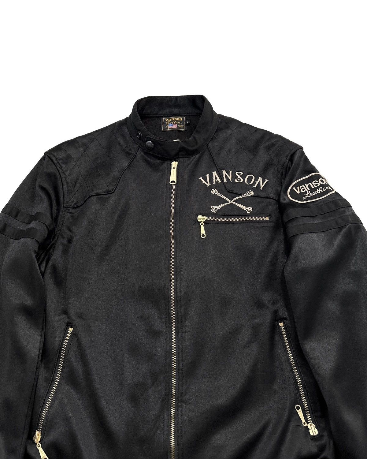 Vanson Leathers Vanson Cotton Skull Cross Biker Cafe Racer Jacket Size US XL / EU 56 / 4 - 4 Thumbnail