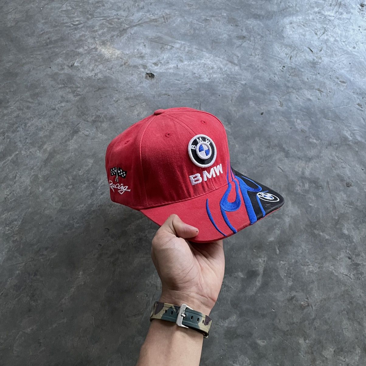 BMW VINTAGE BMW RACING FLAMES CAP HAT Y2K Size ONE SIZE - 2 Thumbnail