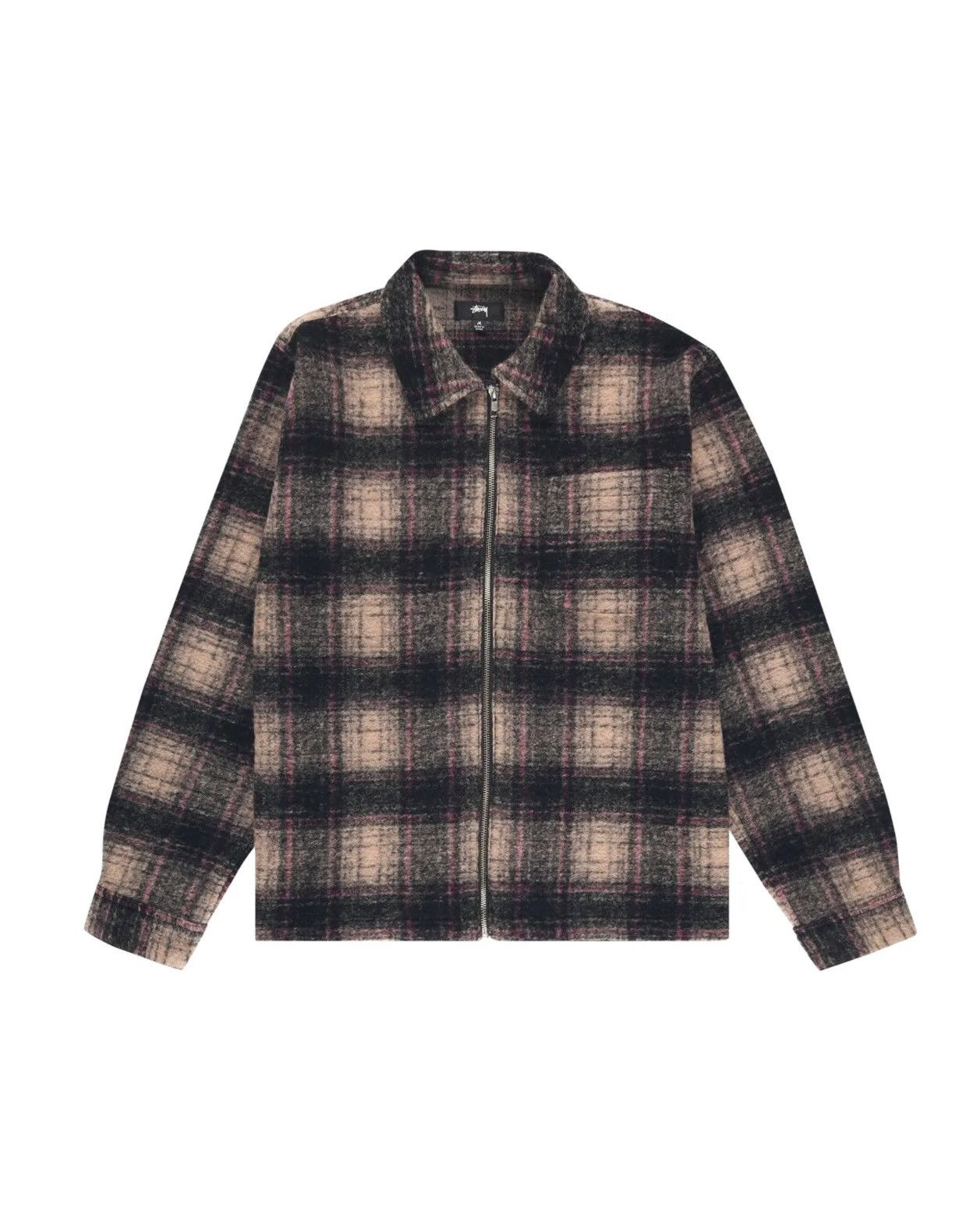 Stussy Stussy Wool Plaid Zip Shirt Jacket Lilac Size US L / EU 52-54 / 3 - 14 Thumbnail