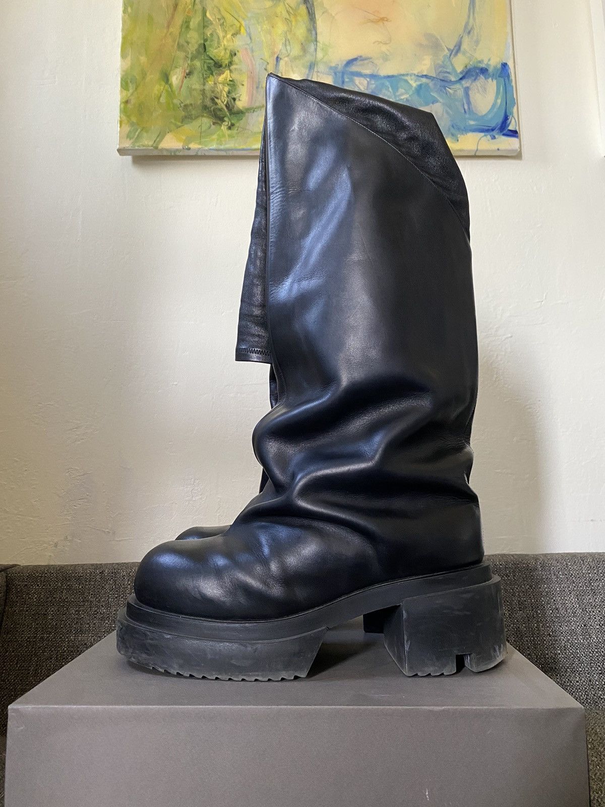 Rick Owens Rick Owens Flared Thigh High Bogun Boots | Grailed