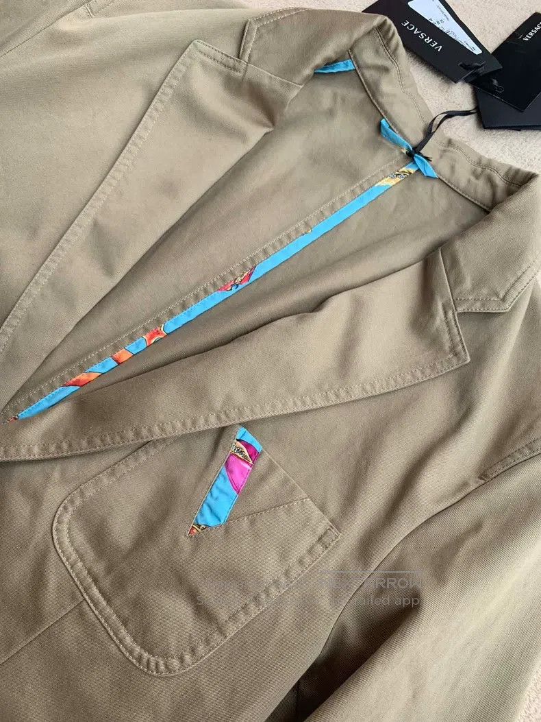 Versace Versace Khaki single blazer Size US XL / EU 56 / 4 - 4 Thumbnail