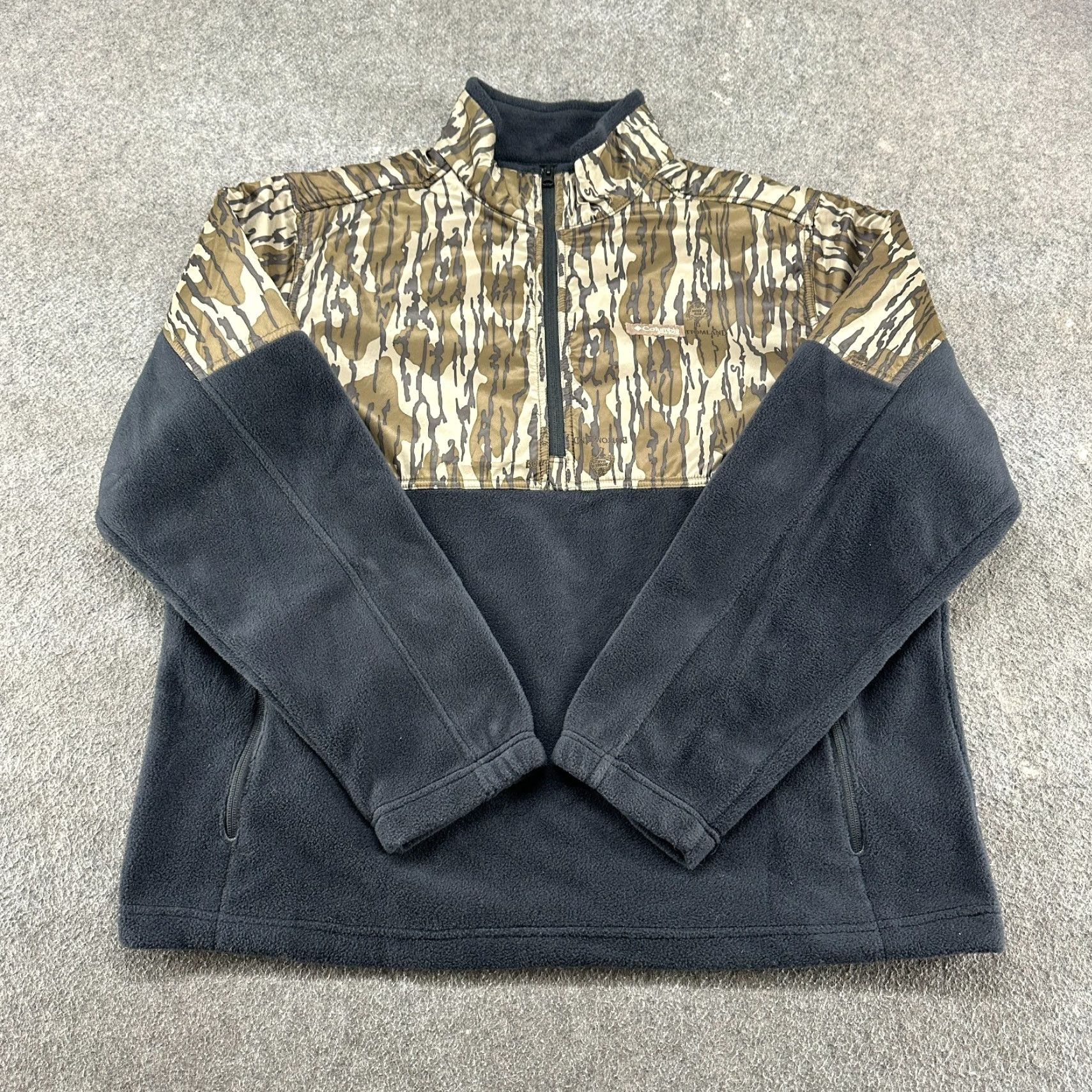 Vintage Columbia Pullover Mens XL Black Camo 1/4 Zip Bottomlands PHG Fleece Overlay Sweatshirt Size US XL / EU 56 / 4 - 2 Thumbnail