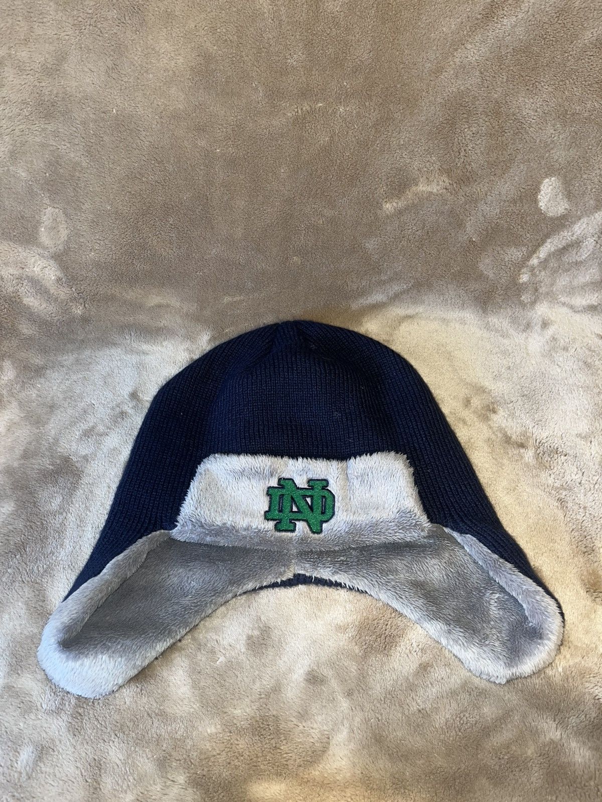 Under Armour Vintage Y2K Underarmor Notre Dame College Fur lined Cap Navy Size ONE SIZE - 1 Thumbnail