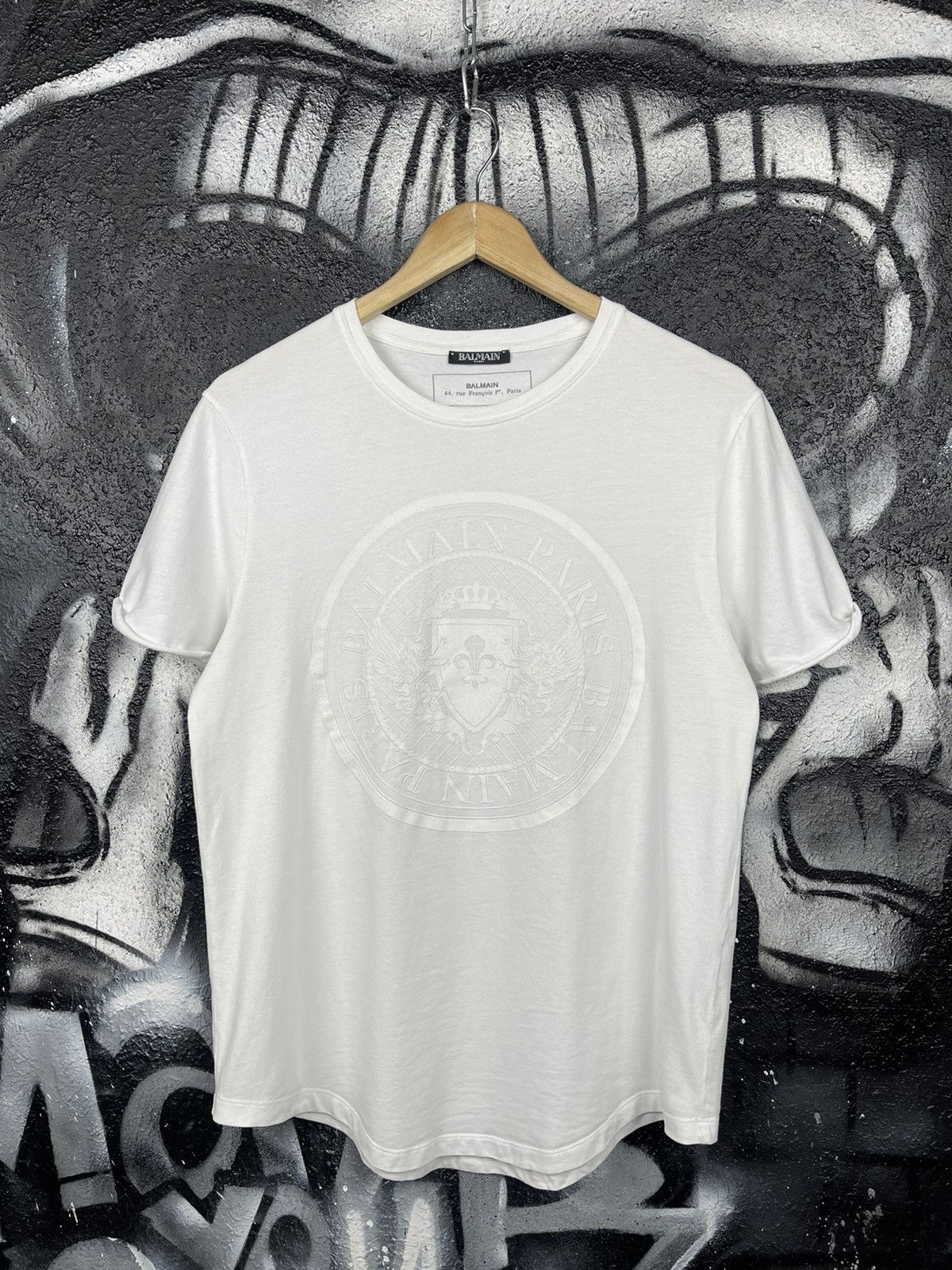 Balmain Balmain Flocked Coin White T-Shirt Men’s Size L Size US L / EU 52-54 / 3 - 3 Thumbnail