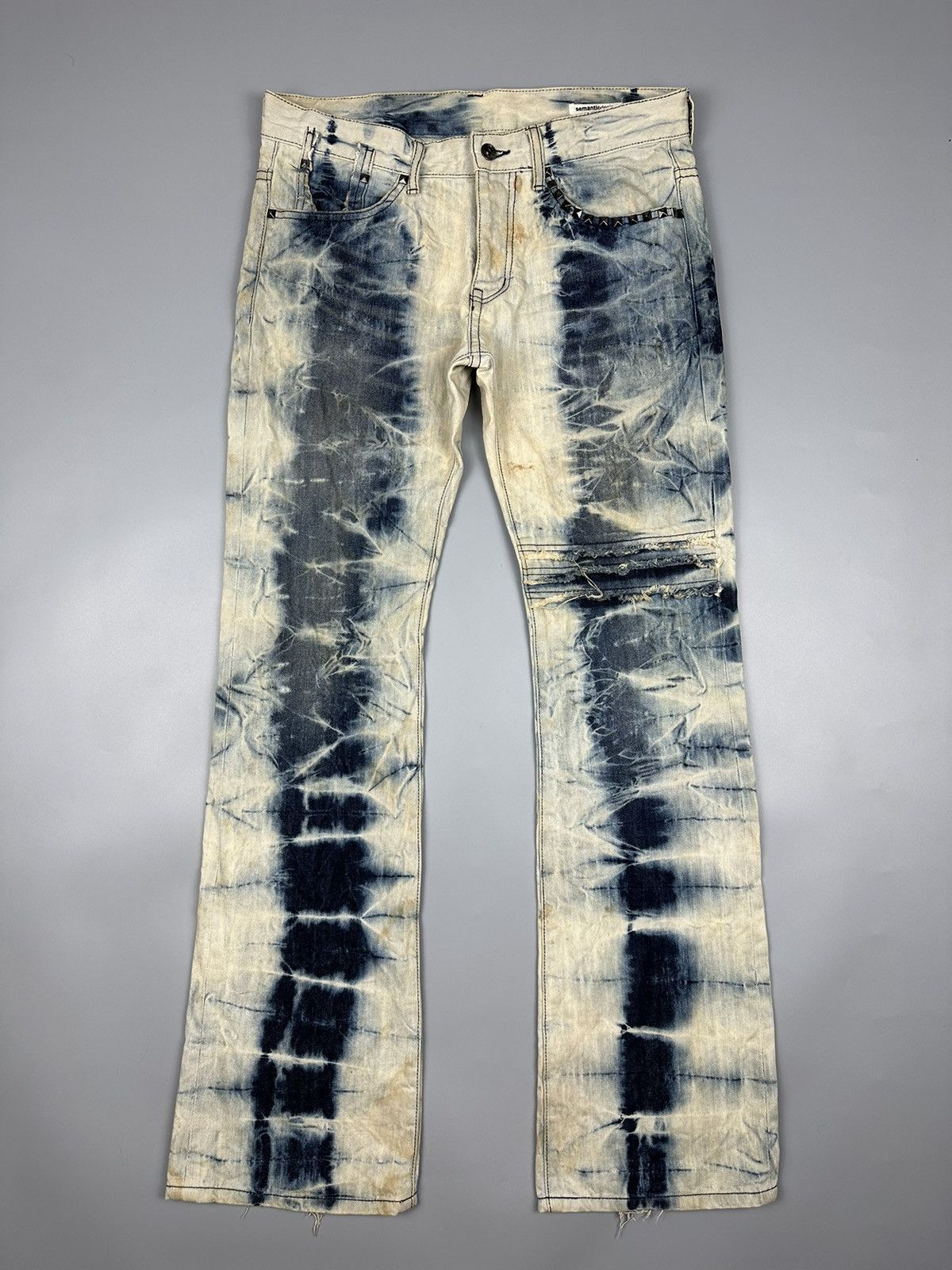 semanticdesign 🔥Rare Sick🔥Semantic Design Whiskered Bleached Flare Denim Size US 34 / EU 50 - 1 Thumbnail