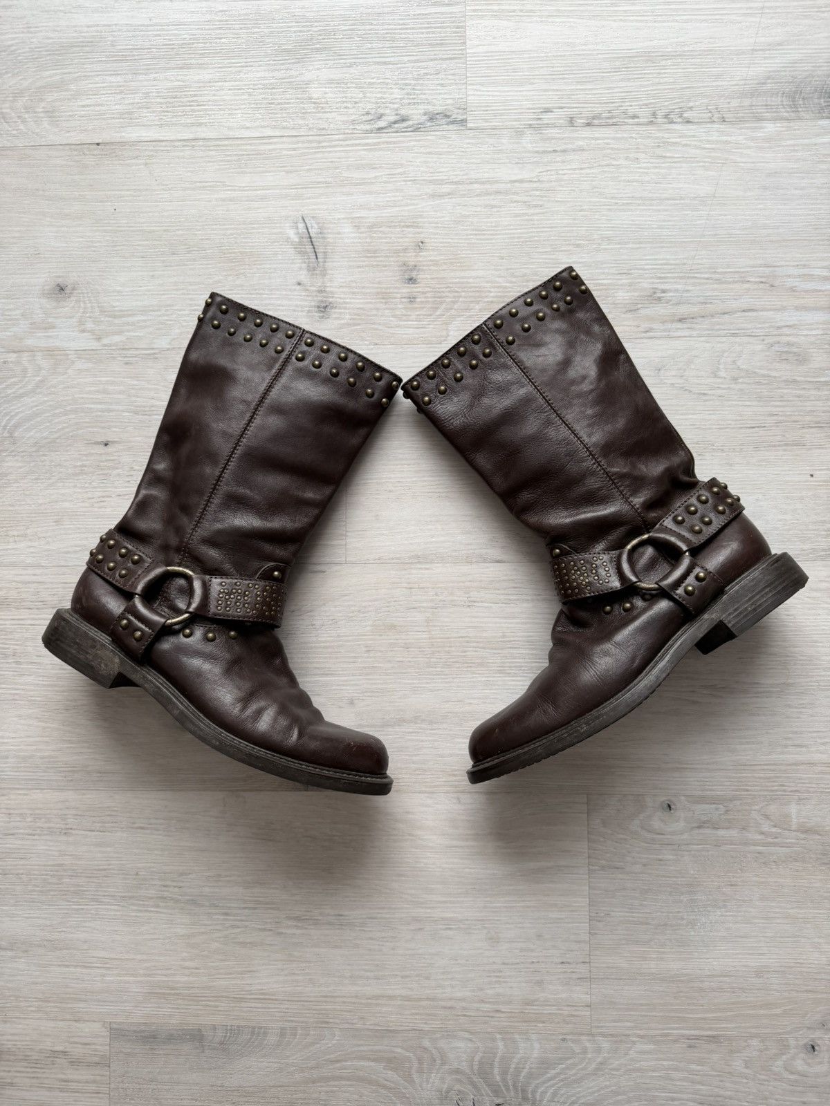 Moschino Vintage Italian AS 98 Rick Owens Style Leather Cowboy Boots Size US 8 / EU 41 - 8 Thumbnail